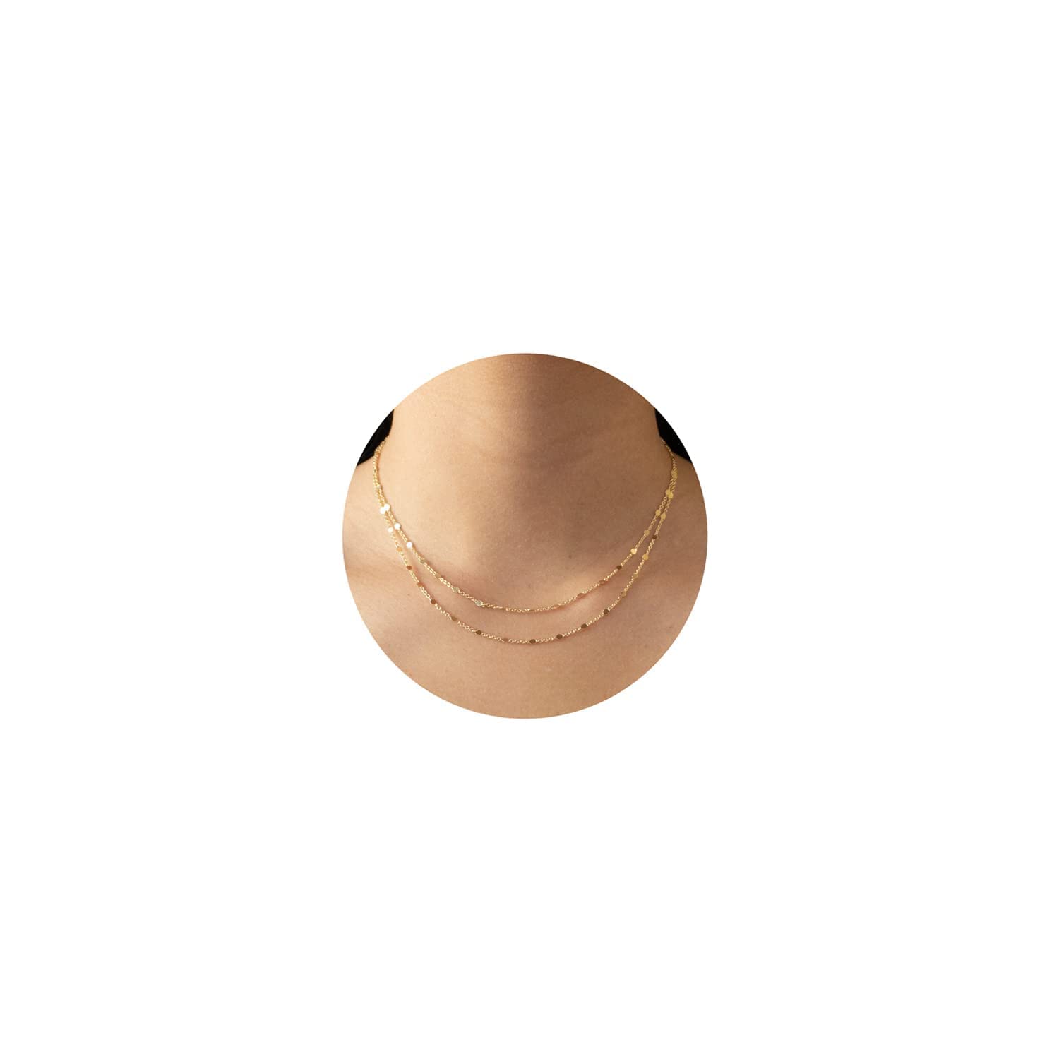 14K Gold Plated Thin Beaded Wave Box Chain Necklace for Women - Dainty Layered Minimalist Choker Jewelry | Perfect for Everyday Wear, Date Nights & Gift Giving