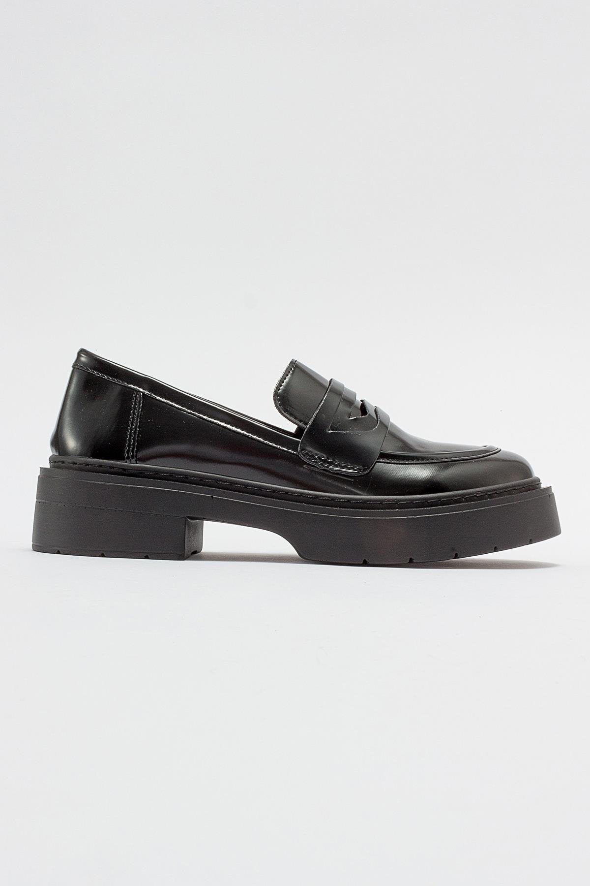 Josie Black Patent Leather Platform Loafers for Women - Stylish & Comfortable Dress Shoes for Work, Office, and Formal Occasions