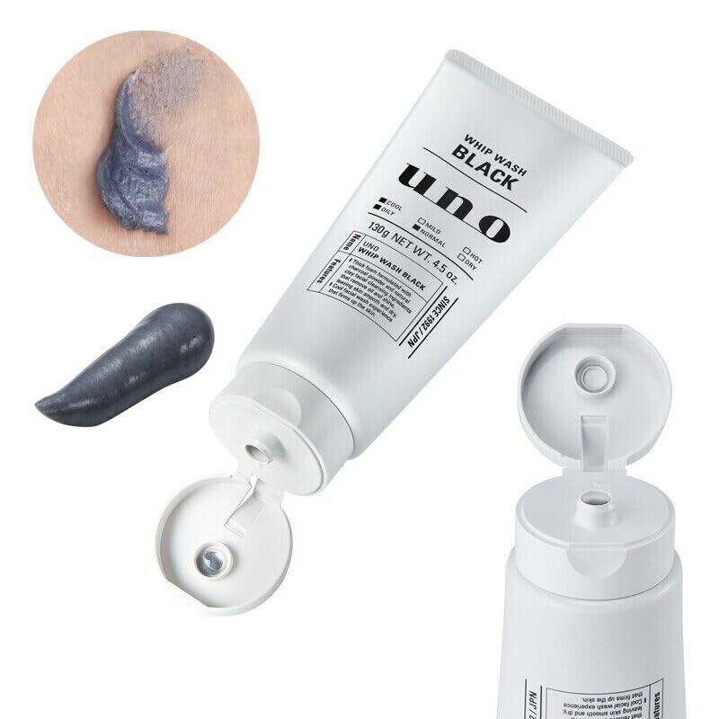 UNO WHIP WASH Black Facial Cleanser for Men - Deep Cleansing Foam Wash (4.5 oz, Pack of 2) | Oil Control & Pore Minimizer | Perfect for Daily Skincare & Travel