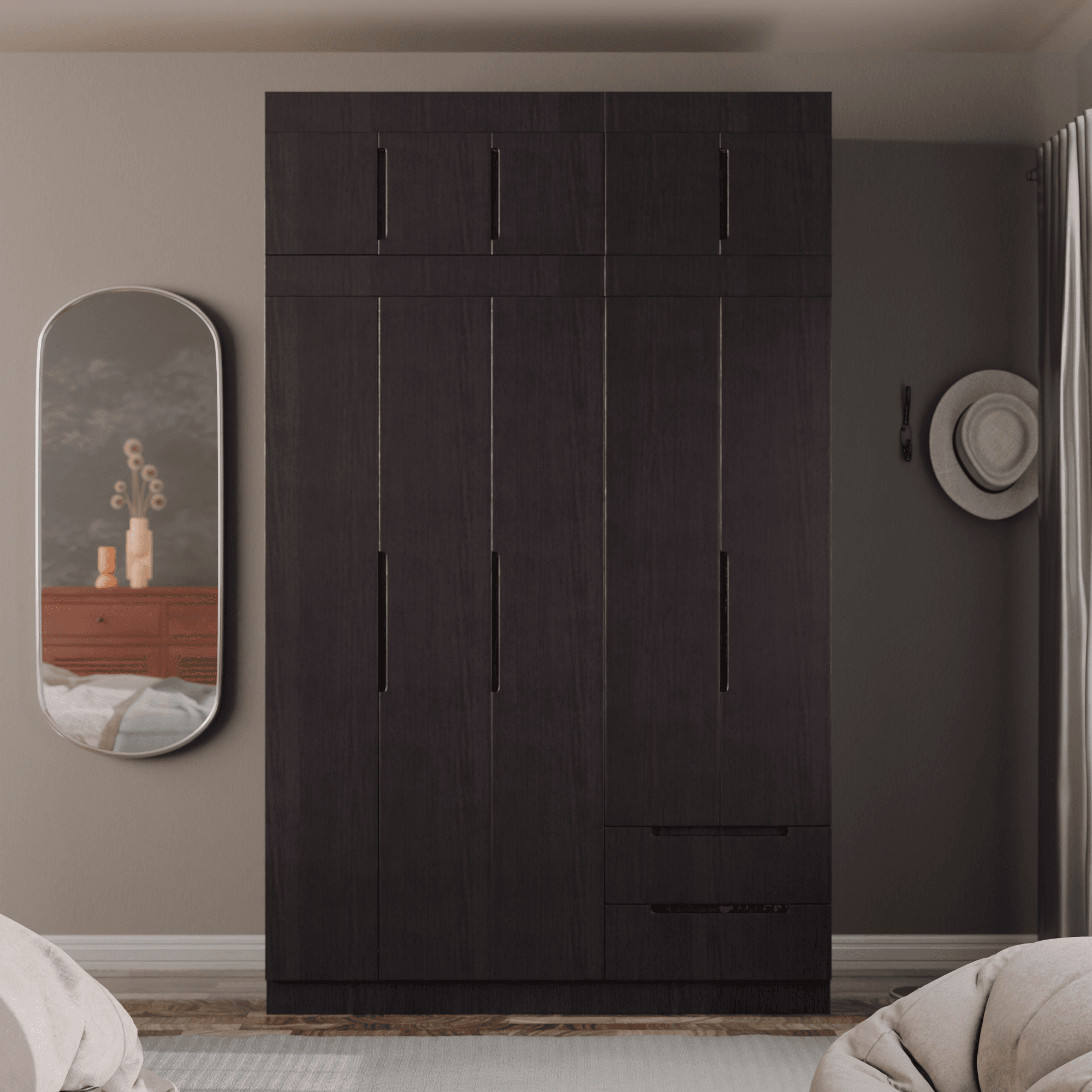 Harrison 5-Door Open Wardrobe with Top Shelf - Spacious Closet Organizer for Bedroom, Walk-In Closet & Dorm Room Storage Solution