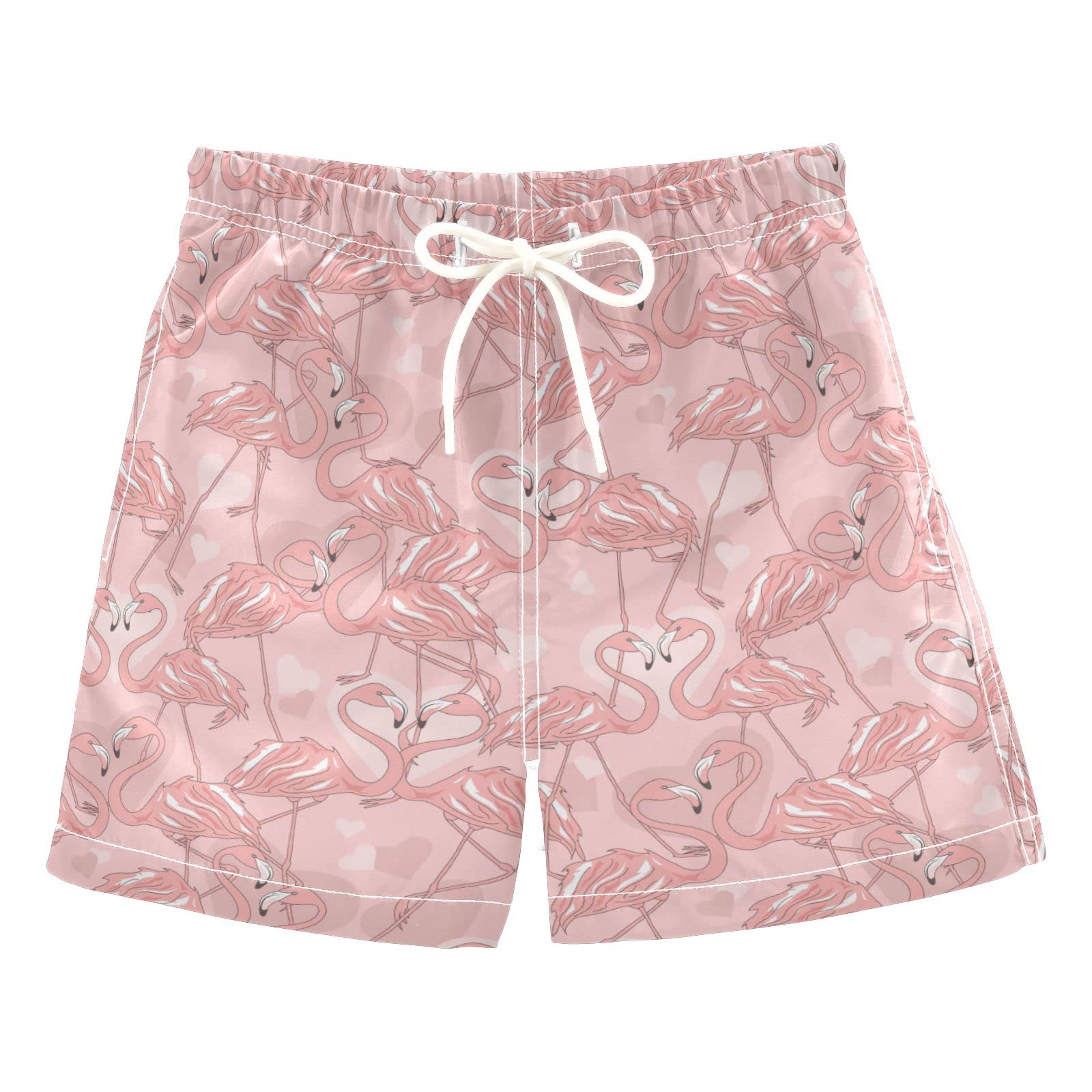 Flamingo Print Boys Swim Trunks - Quick Dry Board Shorts for Kids & Toddlers (2T-8) - Perfect for Beach, Pool & Summer Vacations