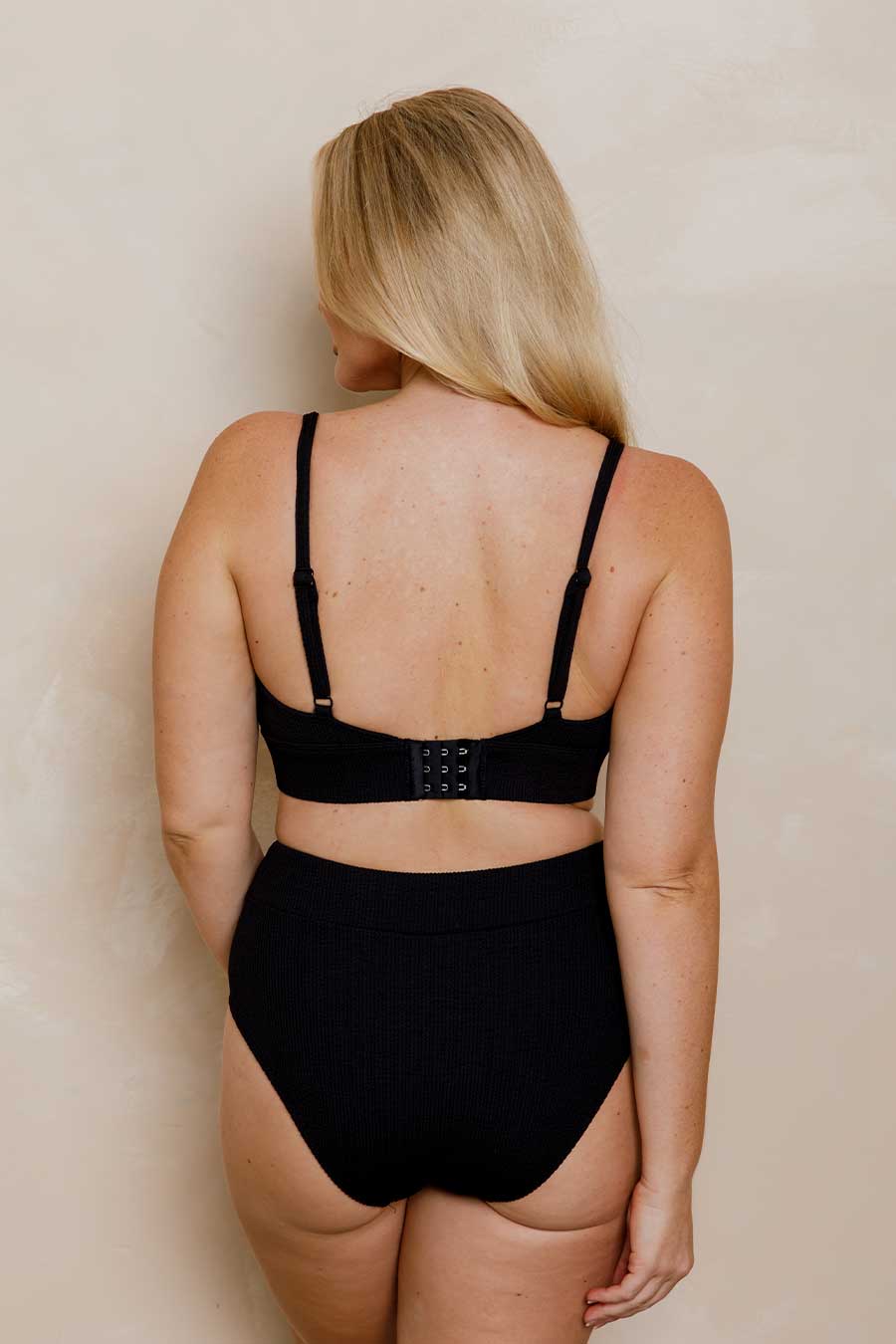 Byron Adjustable Bikini Top - Black Textured Swimwear for Women | Perfect for Beach, Pool & Summer Vacations