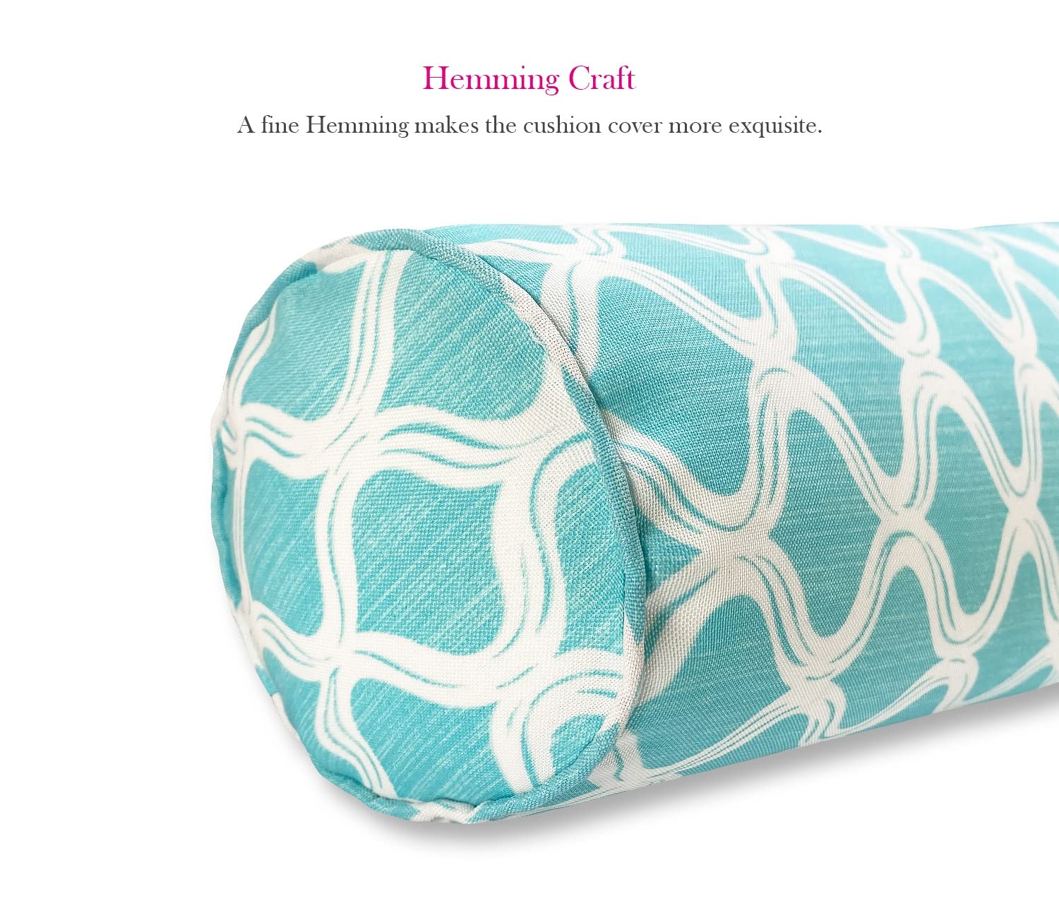 Fabritones 2-Pack Outdoor Waterproof Decorative Bolster Pillows with Inserts - 20x6 Inch Fade Resistant Patio Cushions for Garden, Sofa, Bed & Furniture - Geometric Blue Design - Perfect for Outdoor Lounging, Poolside Relaxation & Home Decor