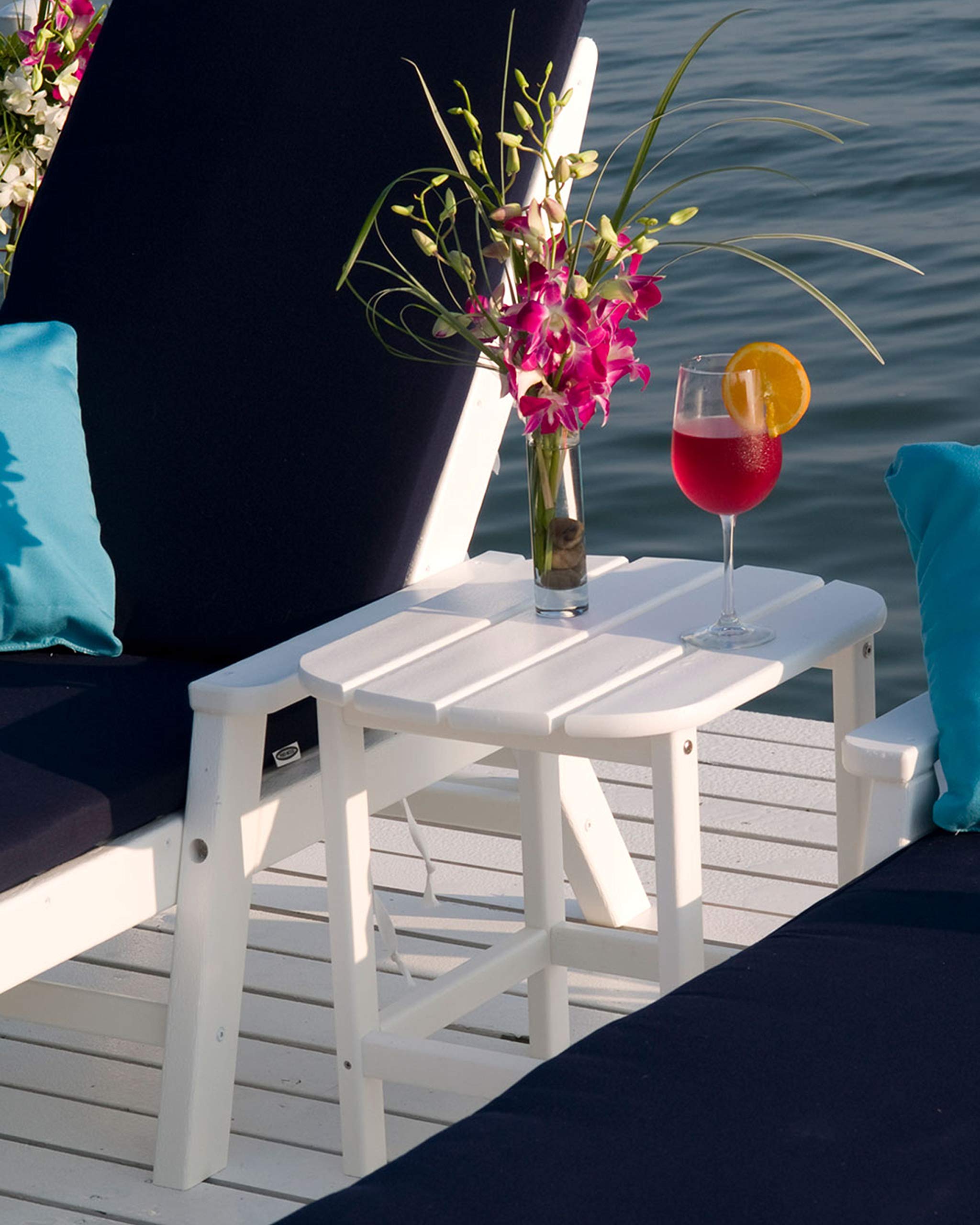 POLYWOOD SBT18WH South Beach 18-Inch White Outdoor Side Table - Perfect for Patio, Poolside, and Garden Decor