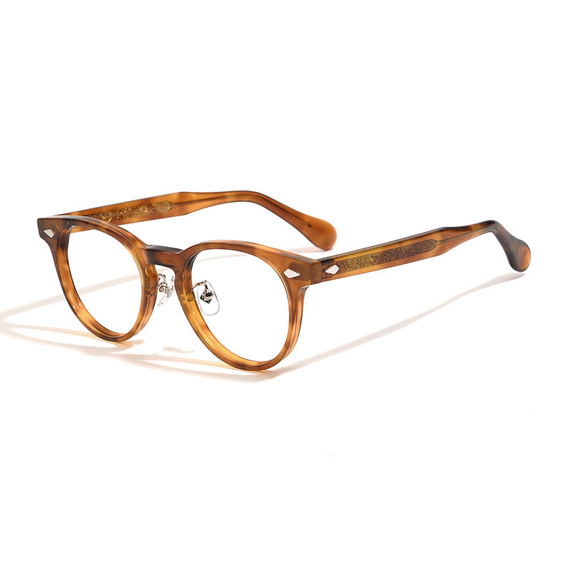 Vintage Moore Retro Round Acetate Eyeglass Frames - Classic Unisex Hipster Glasses for Reading, Fashion & Everyday Wear