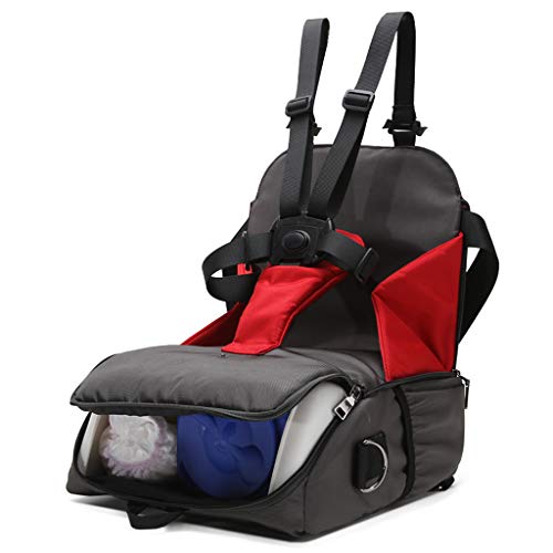 WSI Portable Baby High Chair - Adjustable 5-Point Safety Harness, Reclinable Backrest & Foldable Design for Toddlers (Gray) | Perfect for Travel, Dining & Outdoor Feeding