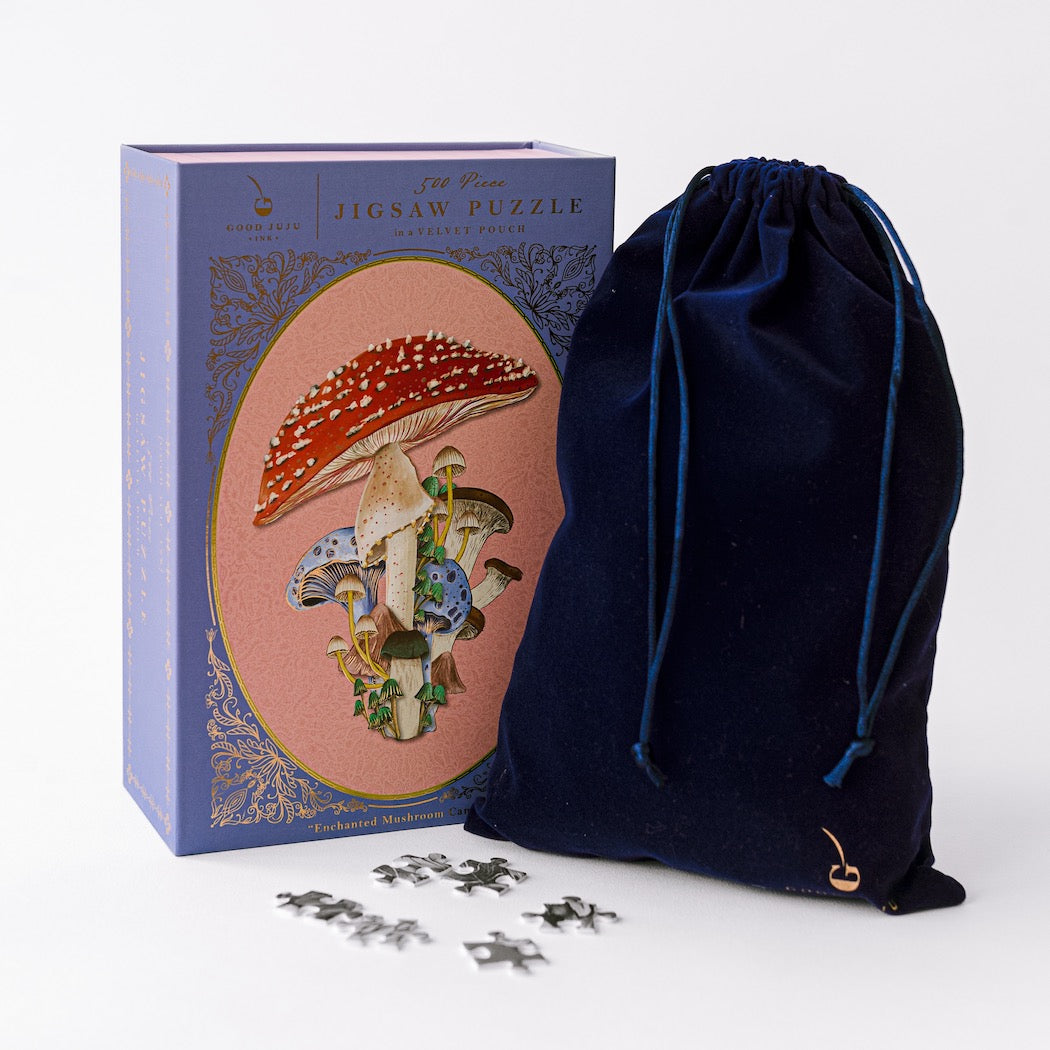 Enchanted Mushroom Cameo Puzzle - 500 Piece Wooden Jigsaw Puzzle for Adults, Fantasy Art Gift for Puzzle Lovers - Perfect for Relaxation, Family Game Night & Home Decor