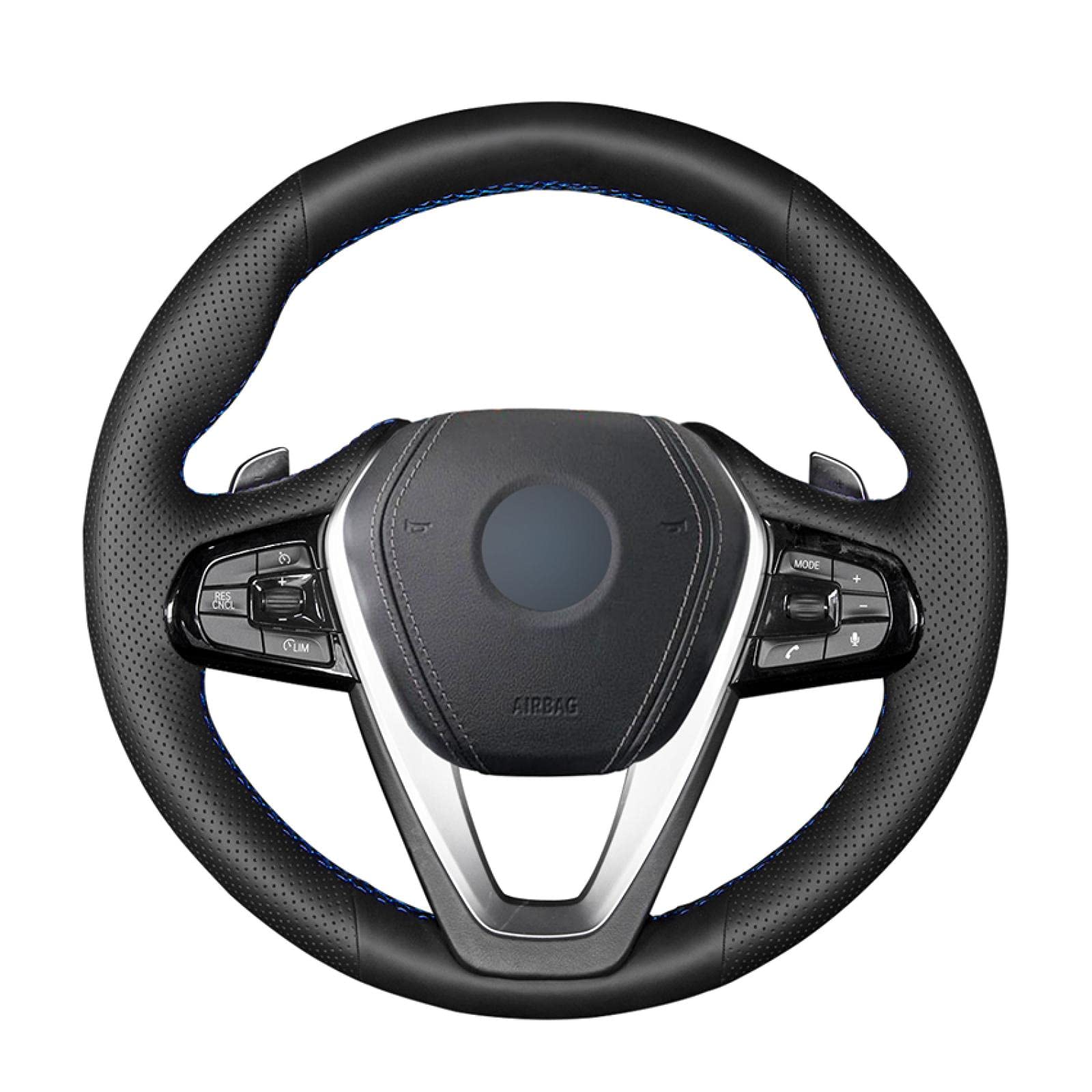 Premium Black Leather Steering Wheel Cover for BMW G20 G21 G30 G31 G32 X3 G01 X4 G02 X5 G05 X7 G07 Z4 G29 G11 G12 - First Layer Genuine Leather Braided Design - Enhance Grip & Comfort for Driving, Commuting & Road Trips