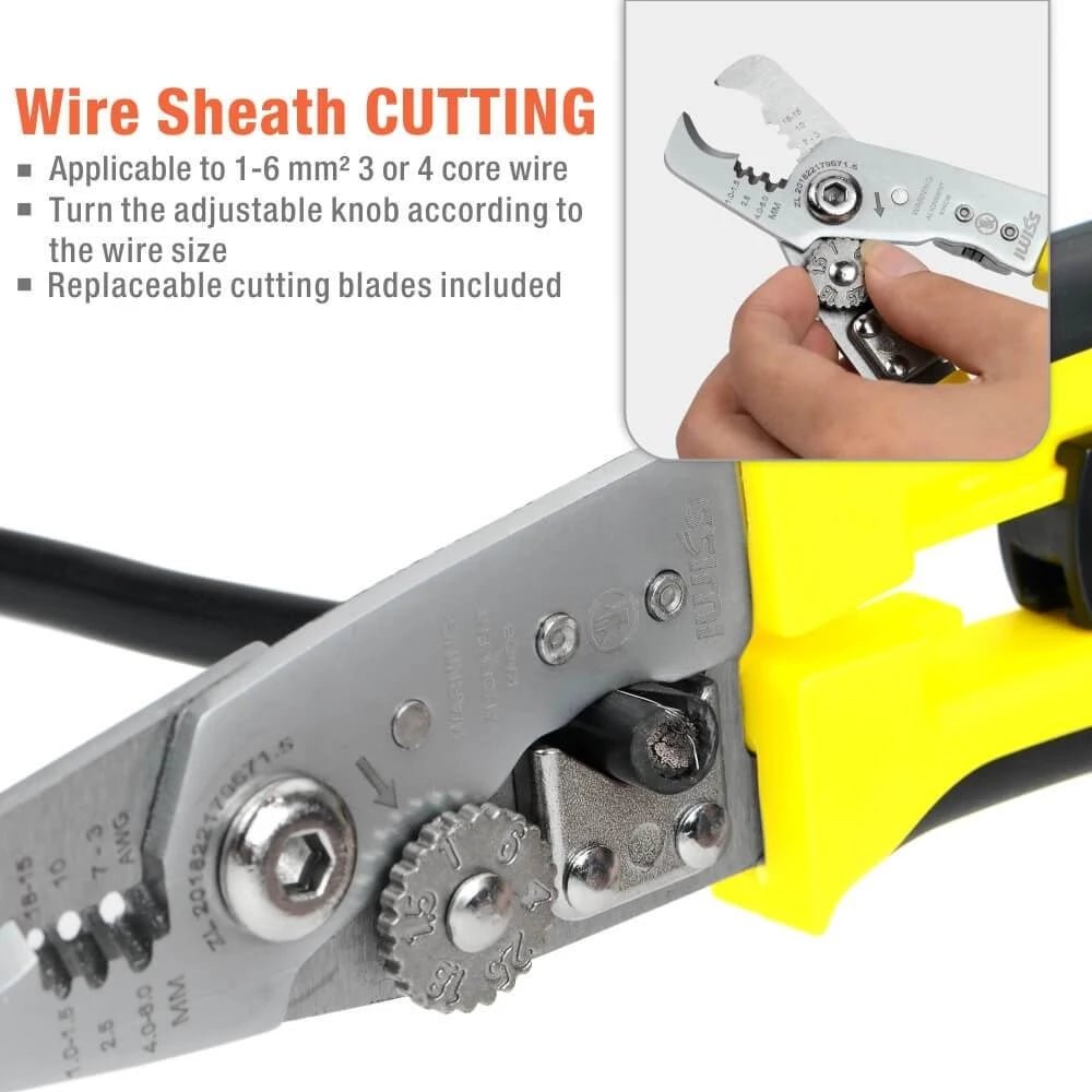 IWS 085 One-Handed Multi-Tool - AWG18 3-in-1 Wire Stripper & Cutter for 1-6mm² Wires | Perfect for Electricians, DIY Projects & Home Repairs