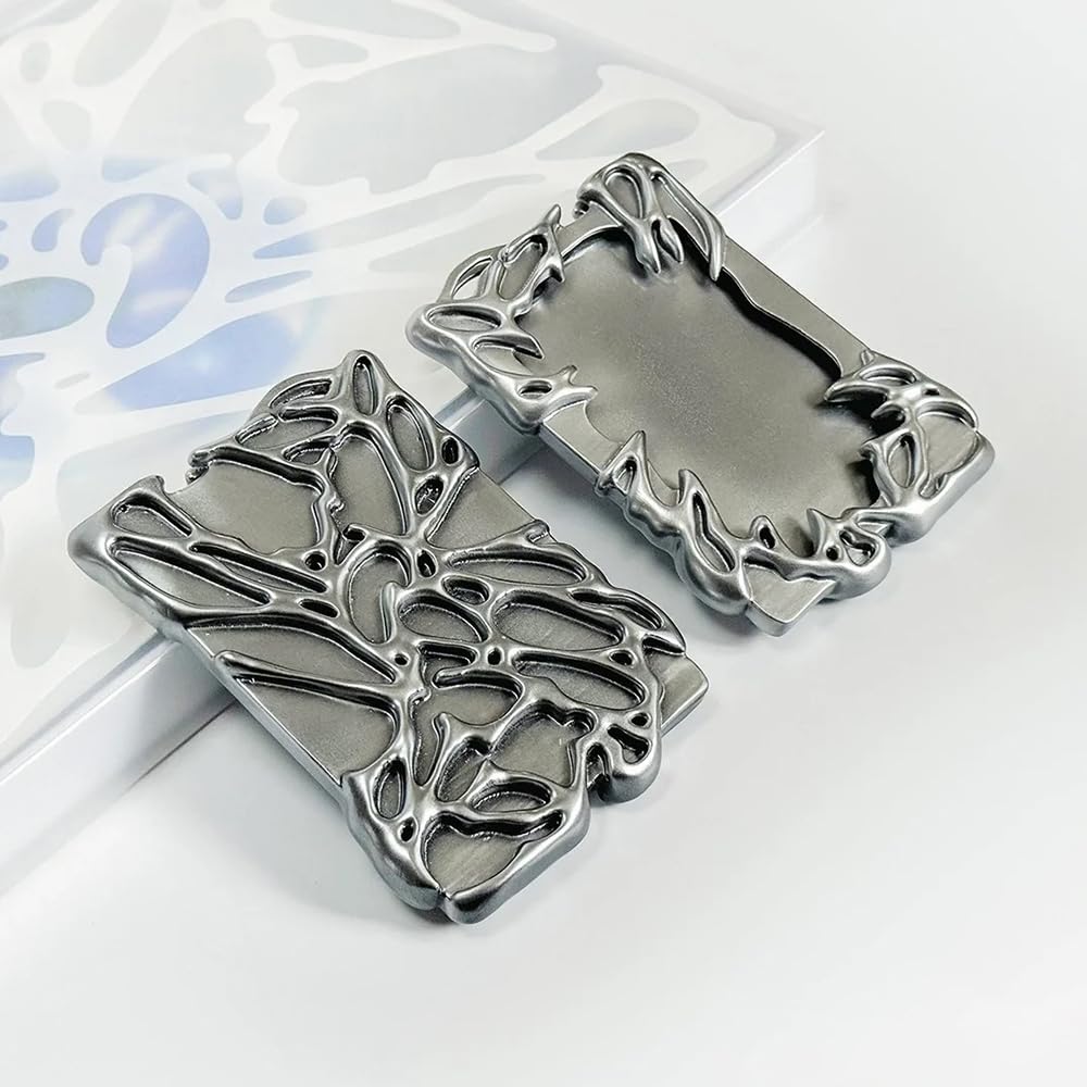 Silver Plated Y2K Photocard Holder Keychain - Electroplated Plastic Frame for ID Badges, Student Cards & Office Supplies | Perfect for School, Work & Collectibles