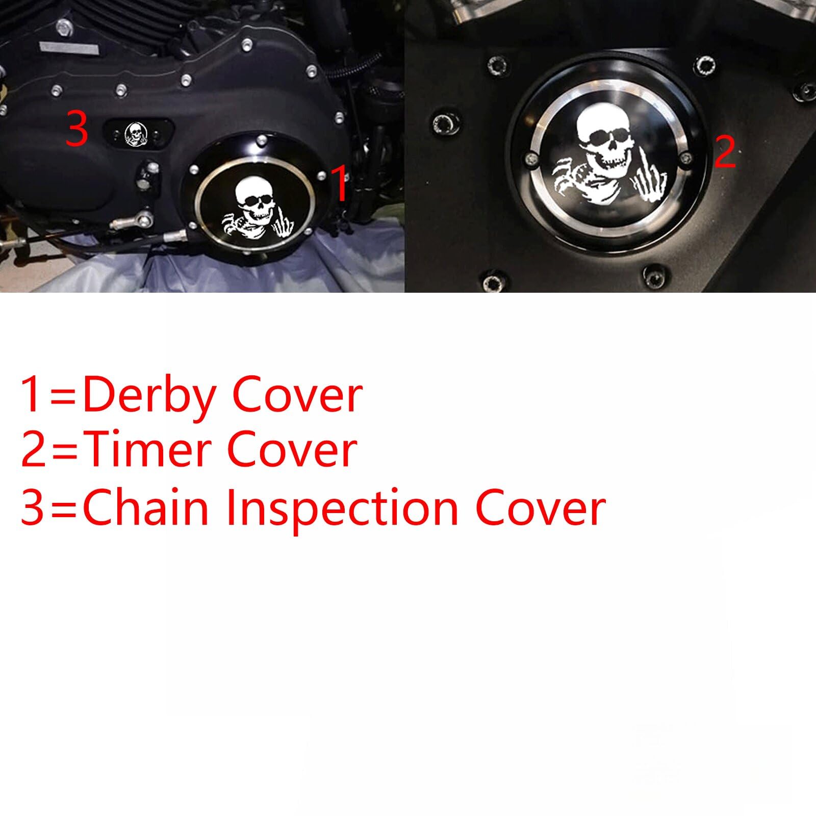 TDZ Skull Derby Timer Chain Inspection Cover & Titanium Bolts for 2004-Late Harley Sportster Iron XL 883 1200 48 72 (3pcs) - Motorcycle Customization & Performance Upgrade