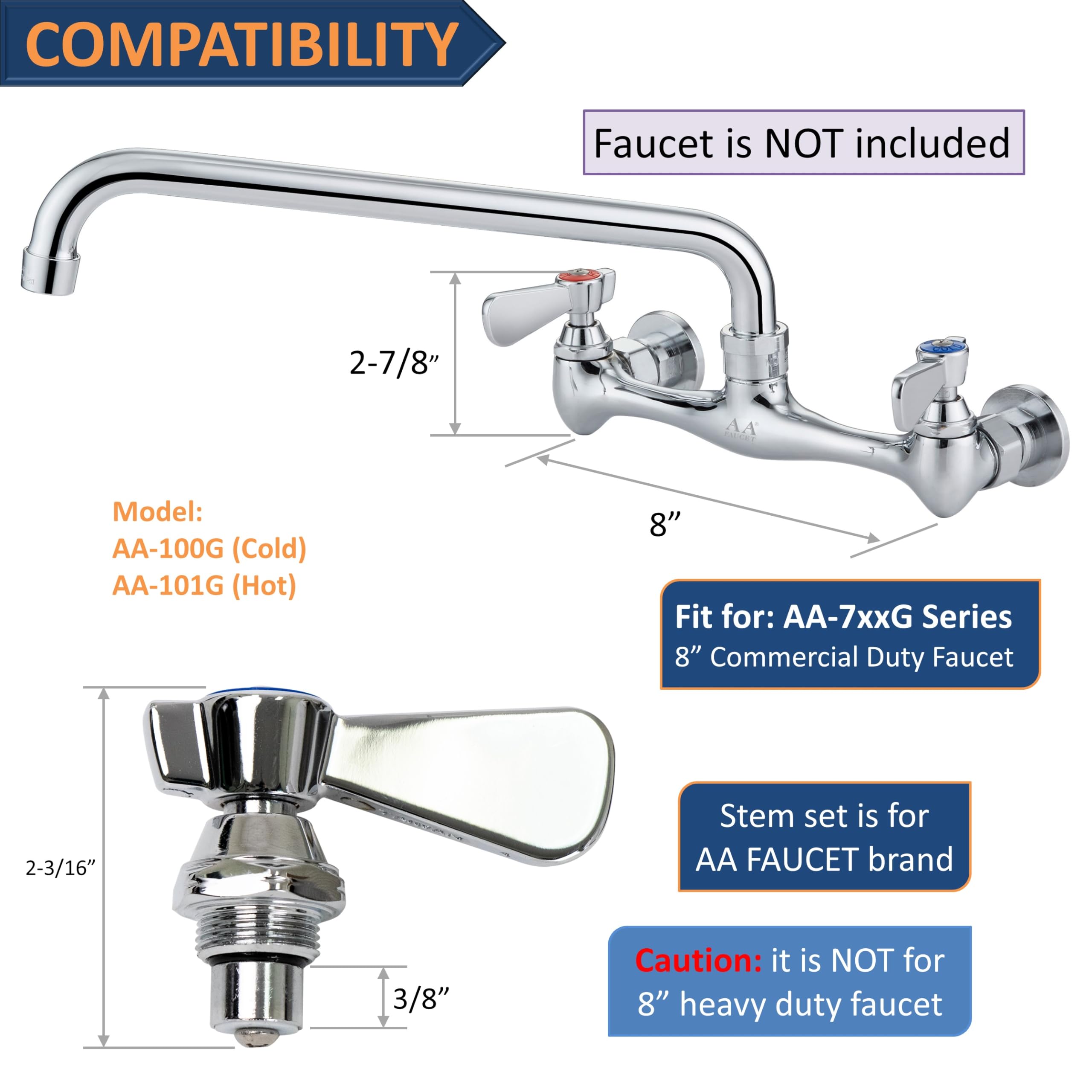AA-100G Cold Replacement Stem Check Valve with B-Handle - Perfect for Plumbing, HVAC Systems, and Water Supply Applications