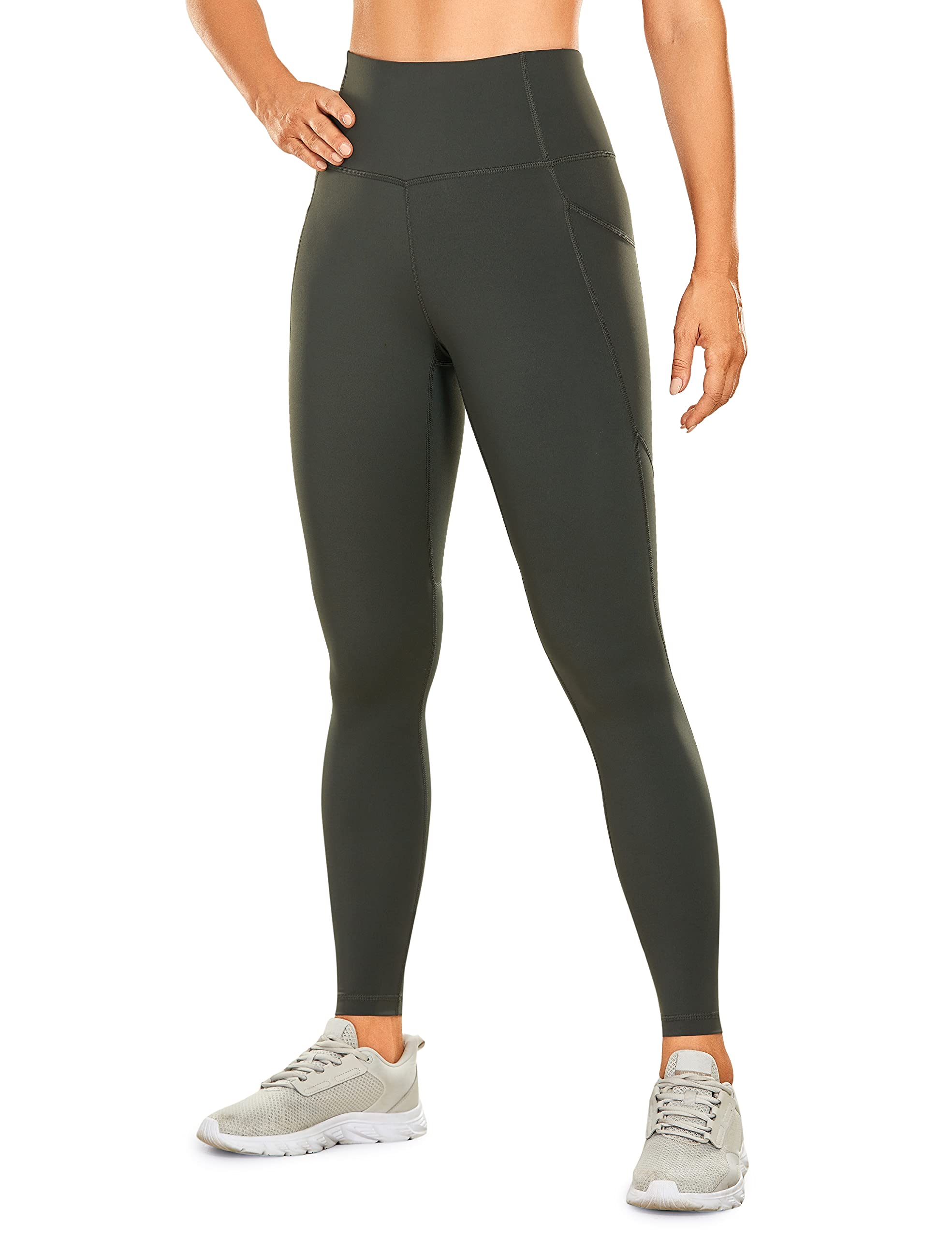 CRZ YOGA Women's High Waisted Workout Leggings with Pockets - 28 Inch Tummy Control Yoga Pants for Running, Gym & Lounge - Naked Feeling Comfort