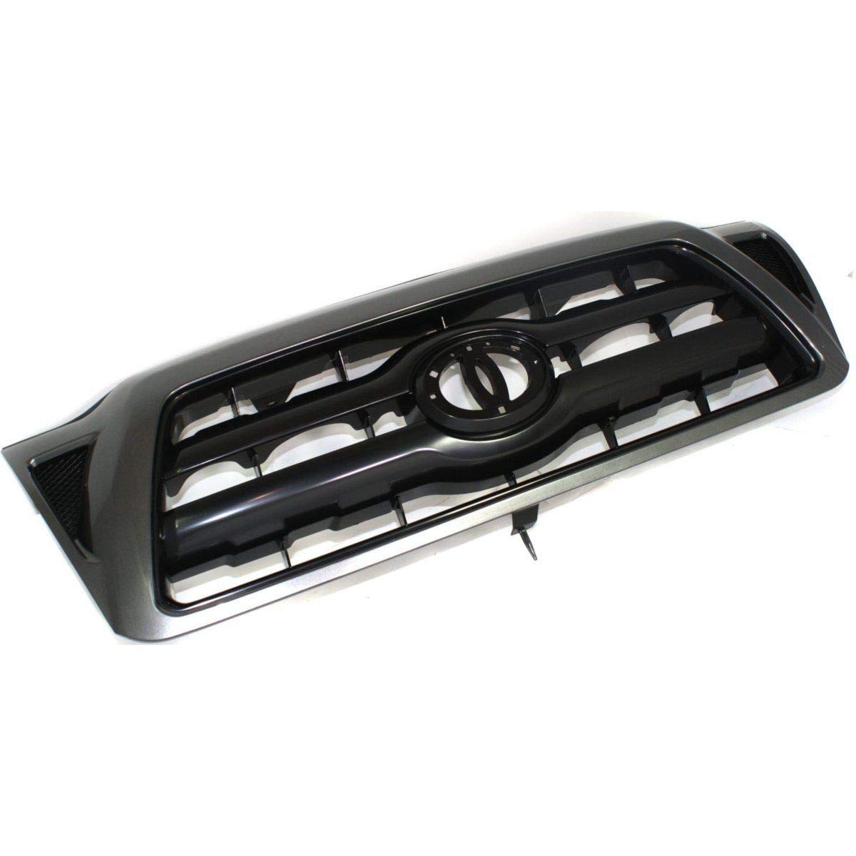 2005-2011 Toyota Tacoma Gray Textured Black Plastic Grille Replacement - Durable Front Grill Upgrade for Off-Road & Daily Driving