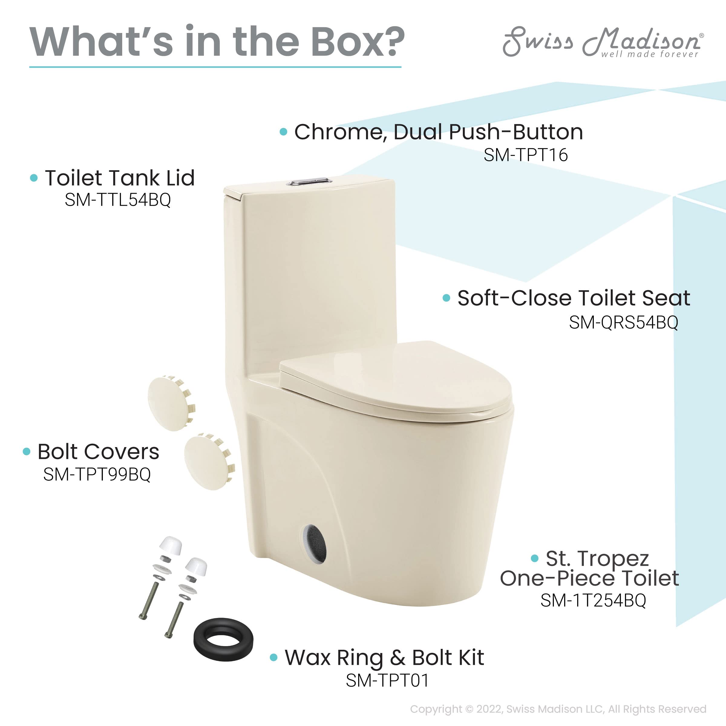 Swiss Madison St. Tropez One Piece Elongated Toilet - Dual Vortex Flush 1.1/1.6 GPF in Bisque | Modern Water Efficient Bathroom Toilet for Home & Commercial Use