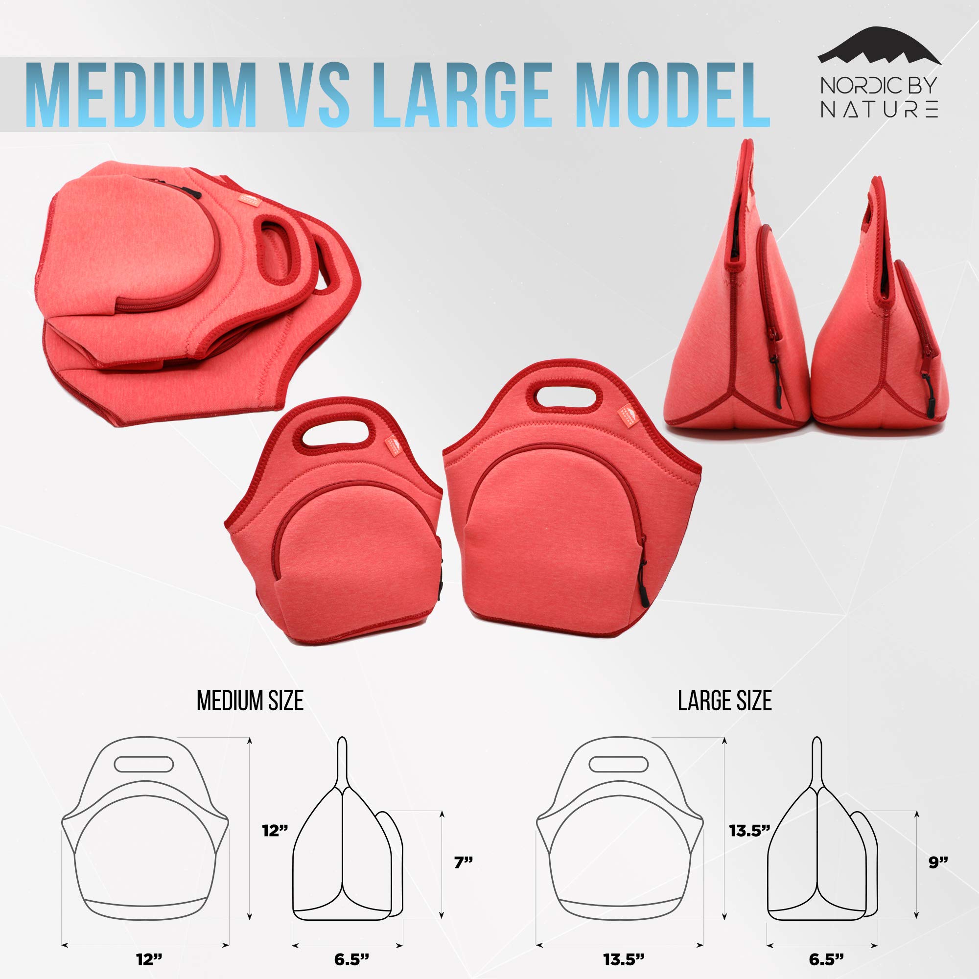 Premium Insulated Lunch Bag for Women & Kids - Large Neoprene Lunch Tote with Soft Cotton Feel, Reusable & Washable, Thick Insulation, Durable Stitching, Outside Pocket (Grey/Black) - Perfect for School, Work, Picnics & Outdoor Activities