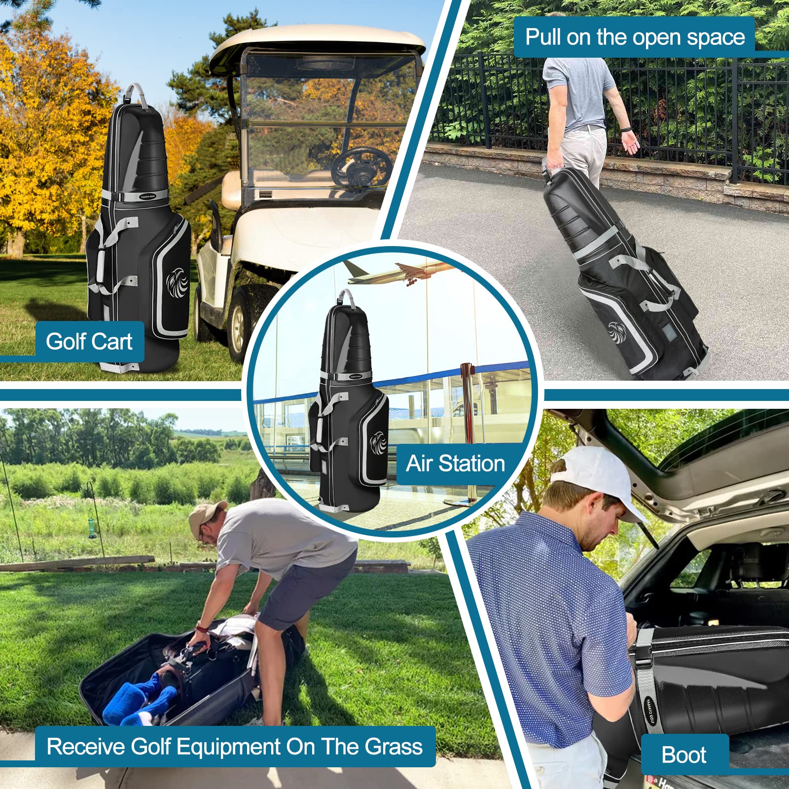 Yamato ABS Hard Shell Golf Travel Bag with Wheels - Airline Approved Golf Club Luggage Case for Golfers | Perfect Golf Gift for Travel & Airline Use