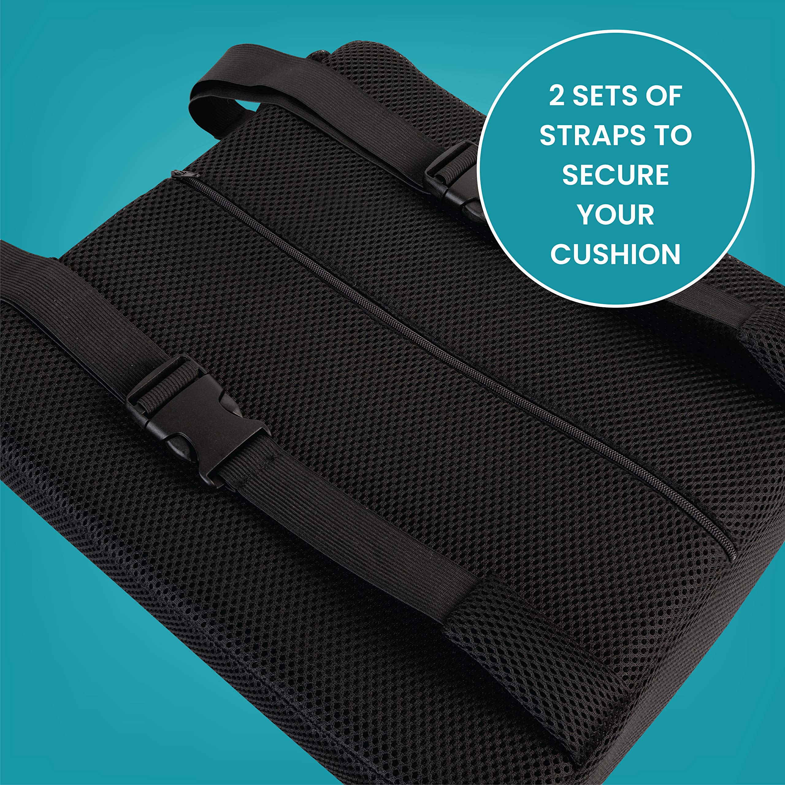 Premium Memory Foam Lumbar Support Cushion for Office & Car Chairs - Ergonomic Back Pain Relief Pillow (Black, 1 Count) - Perfect for Long Work Hours, Road Trips & Home Office Comfort