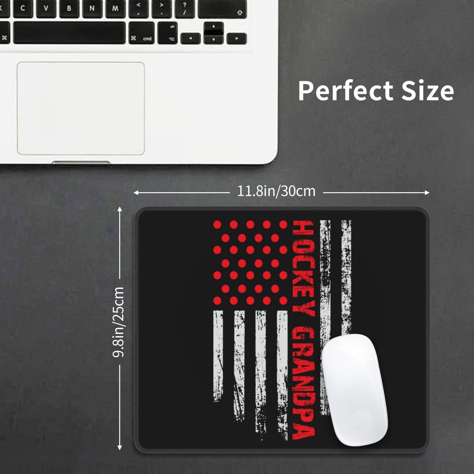 SIYTUAU Hockey Grandpa USA Flag Mouse Pad - Waterproof, Non-Slip Rubber Gaming Mousepad (10x12 inches) for Laptop, Office & PC Use - Perfect for Work, Gaming & Patriotic Decor