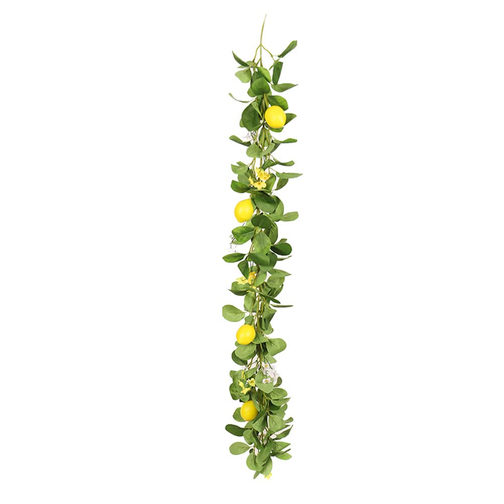 Bestoyard Artificial Lemon Garland - Faux Lemon Wreath with Green Leaves for Wedding, Spring & Home Decor - Yellow Silk Flower Branch for Door Hanging, Table Centerpiece & Wall Decoration