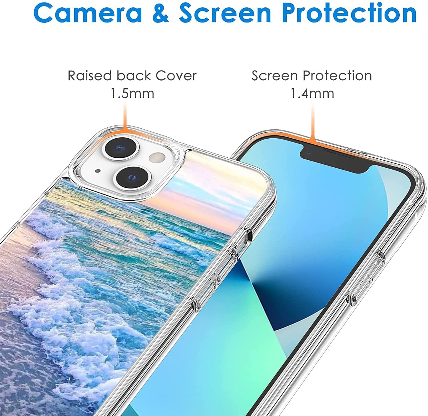 iPhone 12 Pro Max Case - Clear TPU Slim Shockproof Protective Cover with Aesthetic Beach Wave Sunset Design | Perfect for Outdoor Activities, Travel & Daily Protection