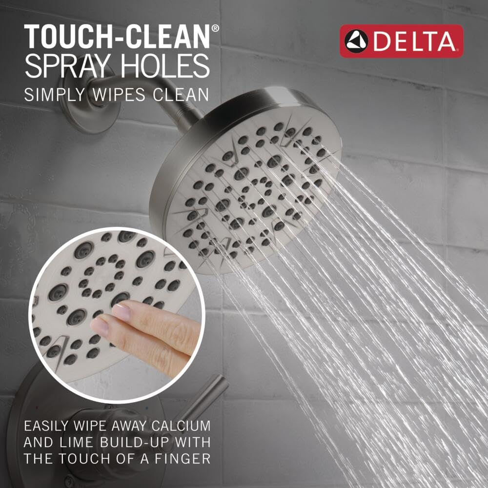 Delta Saylor 14 Series Brushed Nickel Shower Valve Trim Kit - Complete Shower System with Faucet Set, Fixture, Shower Head & Handle (T14235-SS, Valve Not Included) - Perfect for Bathroom Renovation & Modern Home Upgrade