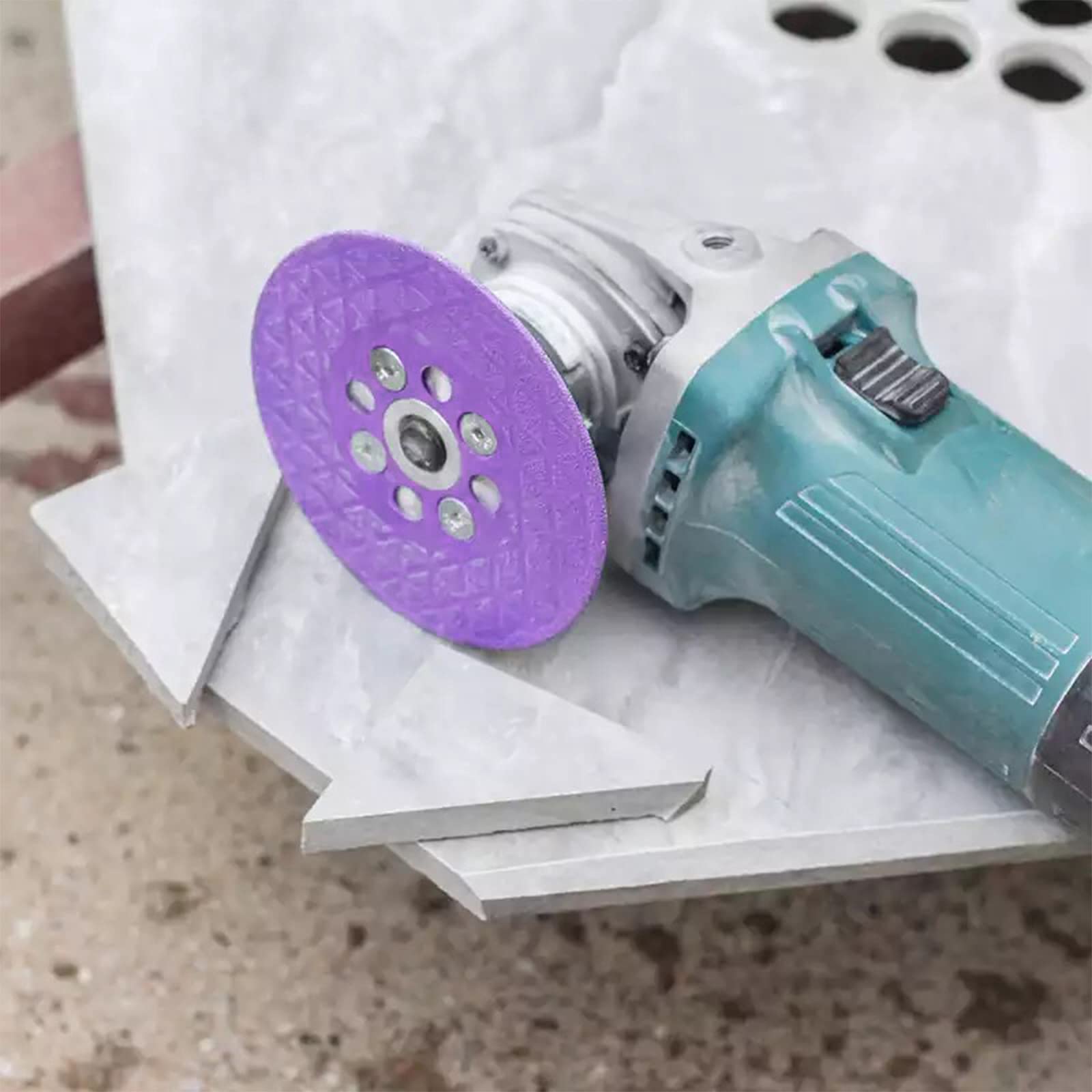 4 Inch/100mm M10 Vacuum Brazed Diamond Grinding Disc - Angle Grinder Cutting Wheel for Marble, Concrete, Ceramic Tile & Quartz (Purple) | Perfect for DIY Home Renovation, Stone Fabrication & Construction Projects