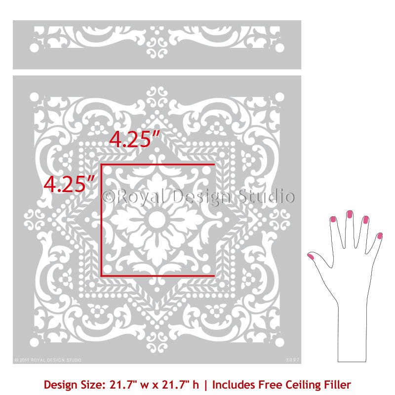 Lisboa Tile Stencil - Reusable DIY Ceramic Stencils for Home Decor, Wall Art & Craft Projects | Perfect for Bathroom, Kitchen Backsplash & Floor Tile Designs