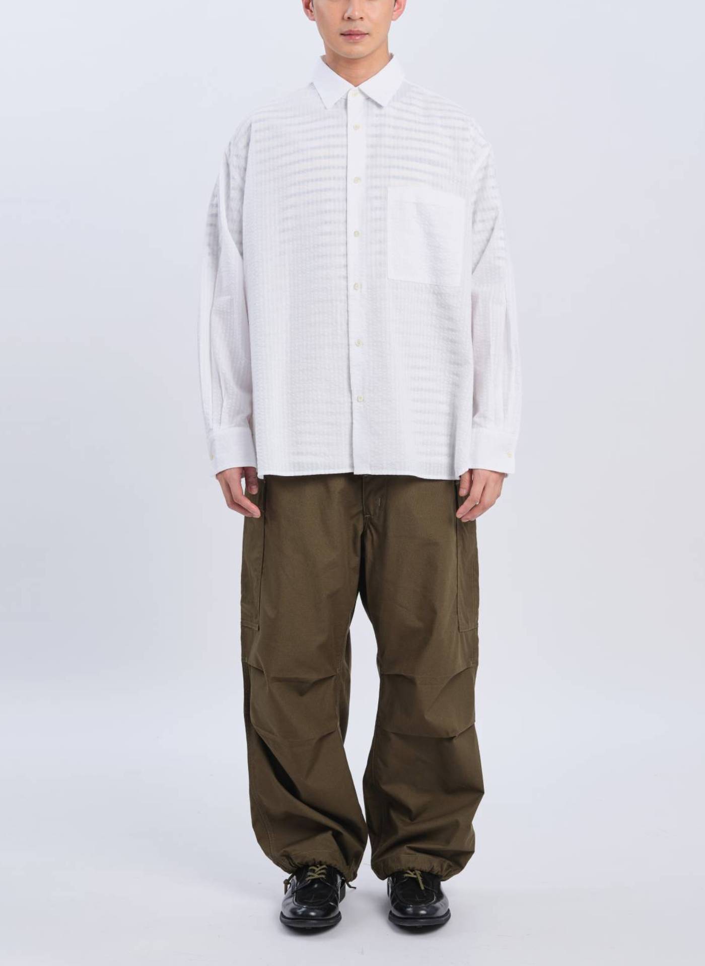 Men's Cotton Seersucker Classic Collar Shirt - Breathable Summer Casual Button Down for Outdoor & Office Wear
