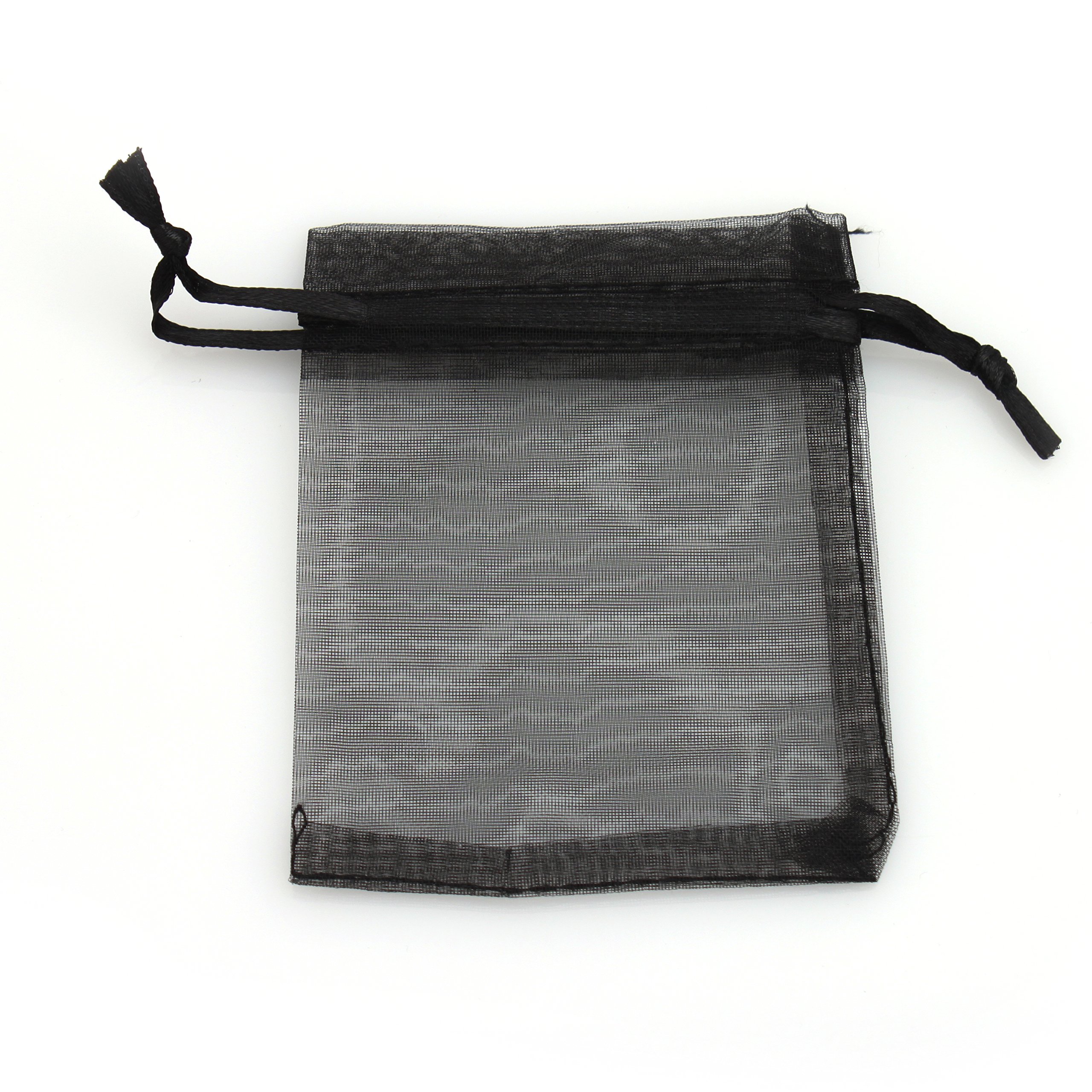 Rina's Garden 3x4 Inch Black Organza Favor Bags - 120 Pack for Wedding Favors, Party Gifts & Bridal Shower Decorations