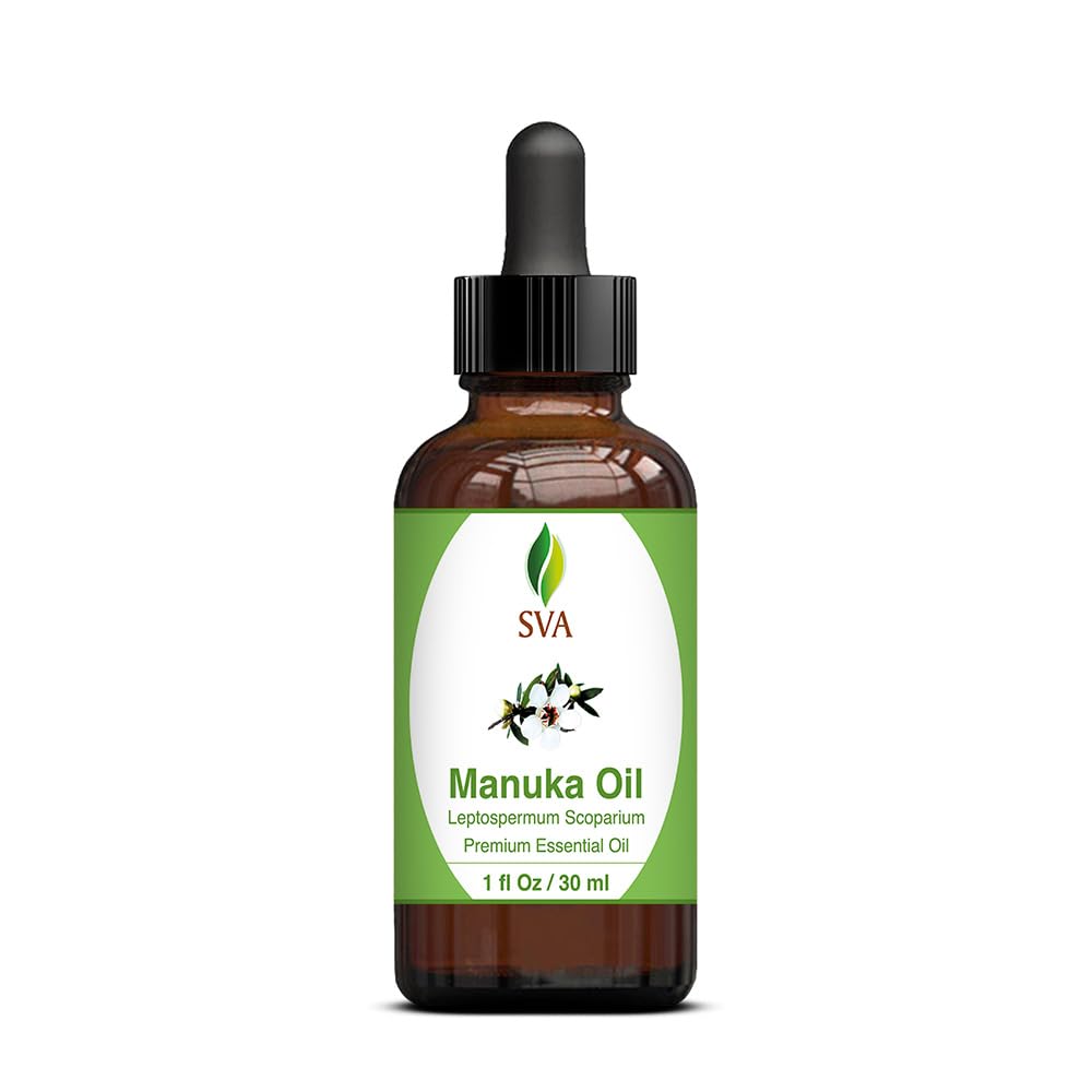 **SVA 100% Pure Manuka Essential Oil - 1 Fl Oz Natural Therapeutic Grade for Diffusers, Aromatherapy, Skin & Hair Care - Perfect for Massage, Soap Making, Candles & DIY Beauty Recipes**    *(Use for Relaxation, Stress Relief, Skincare Routine, Homemade Spa Treatments & Natural Home Fragrance)*