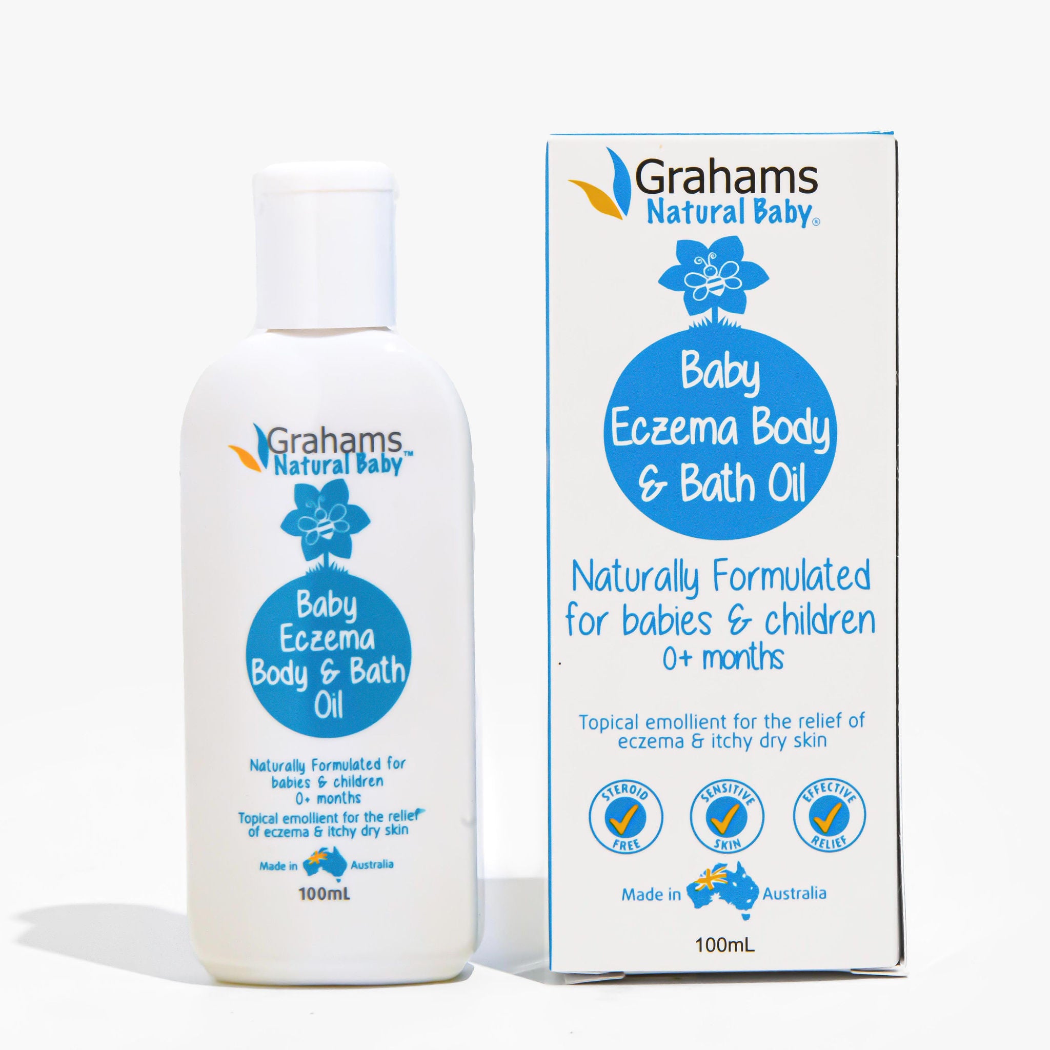 Organic Baby Eczema Relief Body & Bath Oil - Soothing Treatment for Dry, Itchy Skin - Perfect for Newborns & Sensitive Skin - Use During Bath Time or After Shower Moisturizer