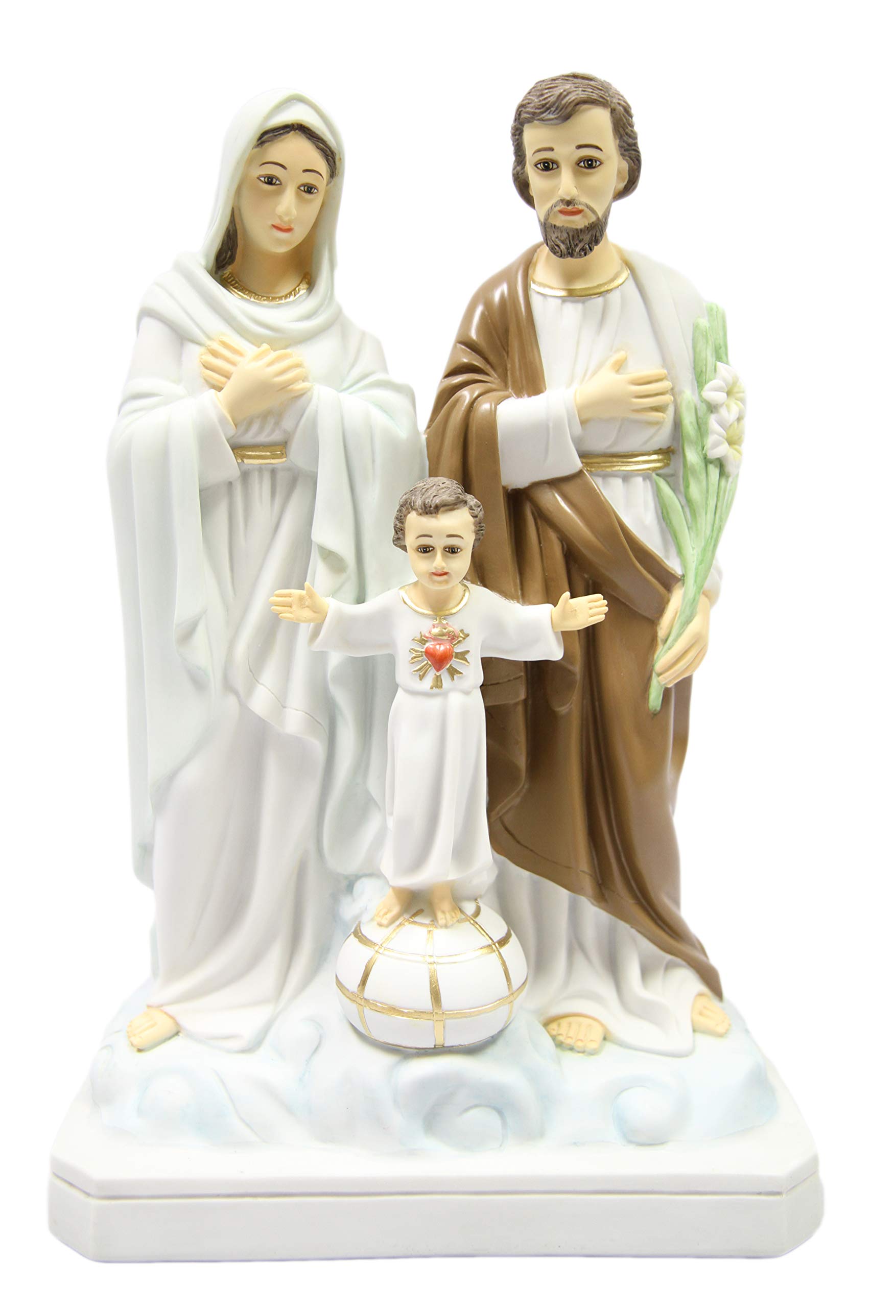15.5 Inch Holy Family Statue - Joseph, Mary & Baby Jesus Italian Sculpture Figurine, Handcrafted in Italy for Indoor & Outdoor Decor - Perfect for Garden, Patio, Church or Home Nativity Display