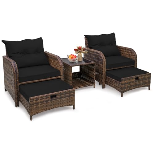 Black Cushion& Brown Rattan