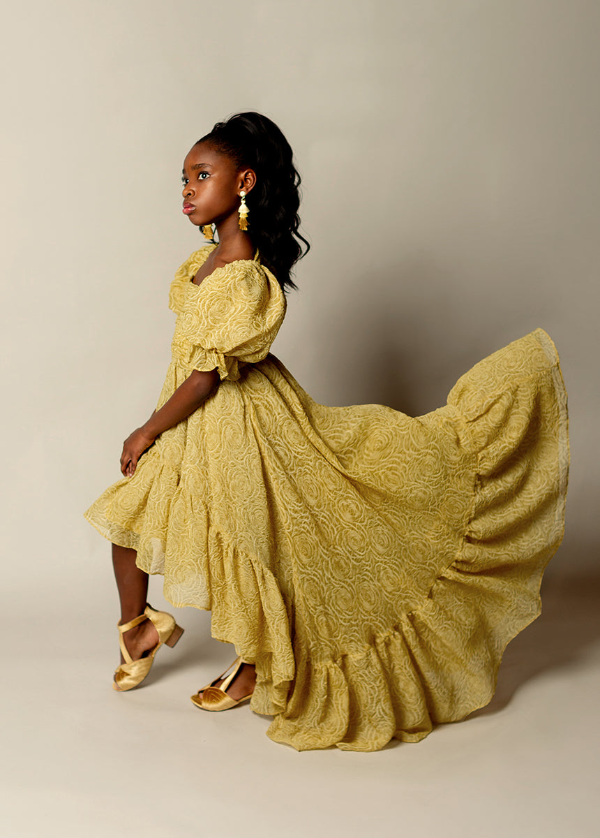 Shwaney Women's Floral Print Impact Dress in Citron Yellow - Perfect for Summer Parties, Weddings & Casual Outings