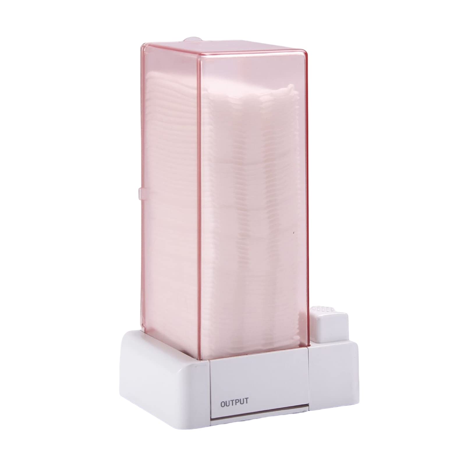 Automatic Cotton Pad Dispenser - Press-Out Cosmetic Cotton Square Holder, Vanity Makeup Organizer & Storage Box (Pink) | Perfect for Bathroom Countertops, Makeup Vanity & Travel Essentials Organization