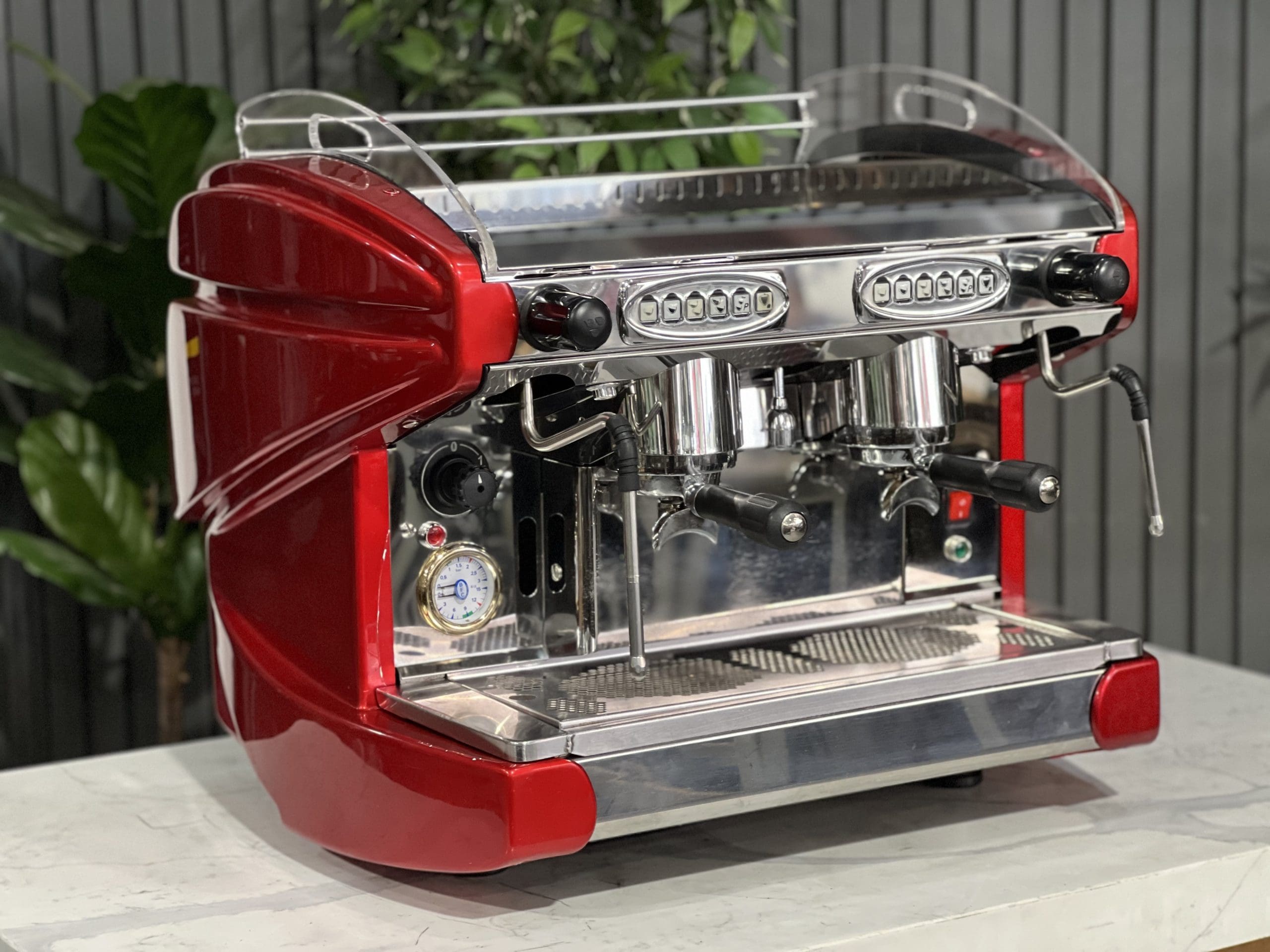 BFC Lira Compact 2 Group Red Espresso Machine - Professional Coffee Maker for Home & Cafe Use