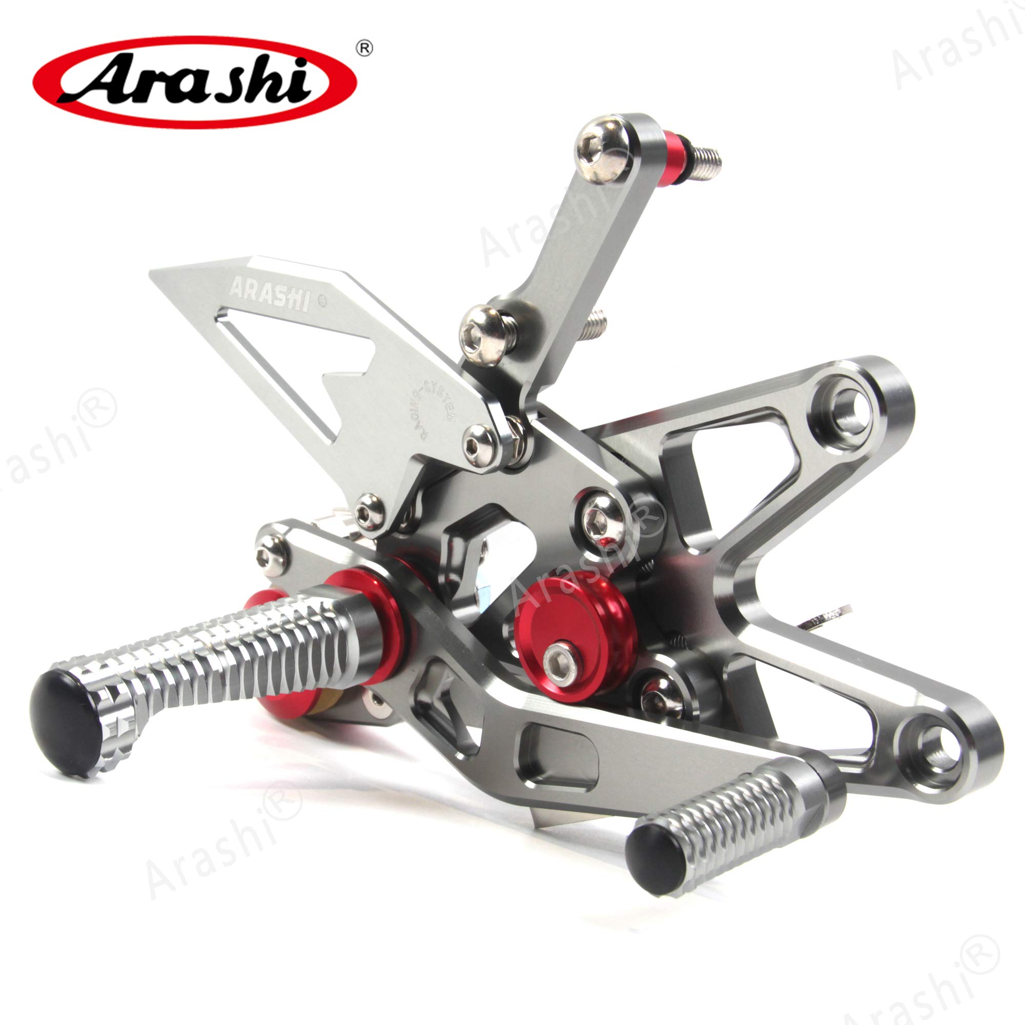 Arashi V2.0 Adjustable Rear Sets Foot Pegs for Triumph Daytona 675/R (2013-2018) - CNC Machined Motorcycle Footrests in Gray - Perfect for Track Days, Sport Riding & Performance Upgrades