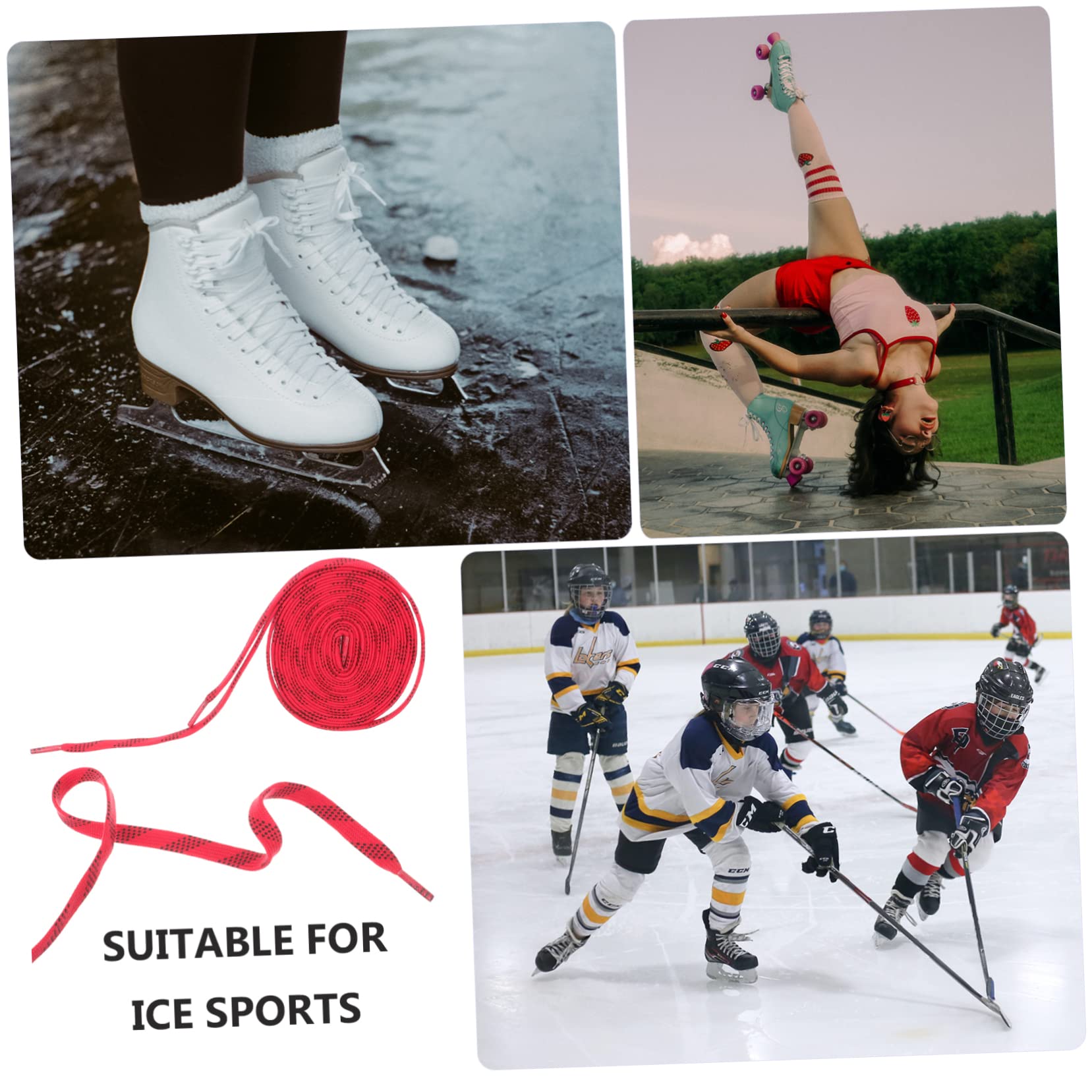 VANZACK 4 Pairs Flat Sports Shoe Laces for Ski Skates, Ice Skates, Hockey Shoes & Roller Skates - Durable Replacement Shoelaces for Athletic Performance & Winter Sports