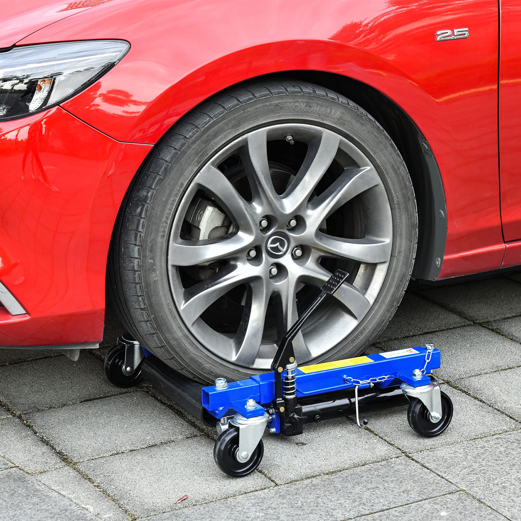 DURHAND 1500LBS Hydraulic Wheel Dolly with Ratcheting Foot Pedal - Heavy Duty Car Jack for Vehicle Positioning, Car, Truck, RV & Trailer (Set of 1) - Perfect for Garage Repairs, Auto Maintenance & Tire Changes