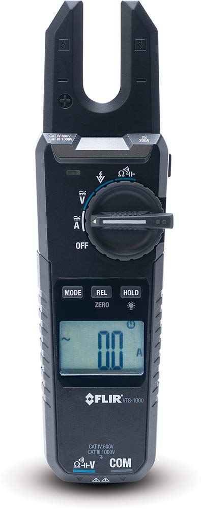 FLIR VT8-1000 Voltage Tester - 1000V/200A Open Jaw Clamp Meter for AC/DC Current, Continuity & Voltage Testing - Perfect for Electricians, HVAC & Industrial Maintenance