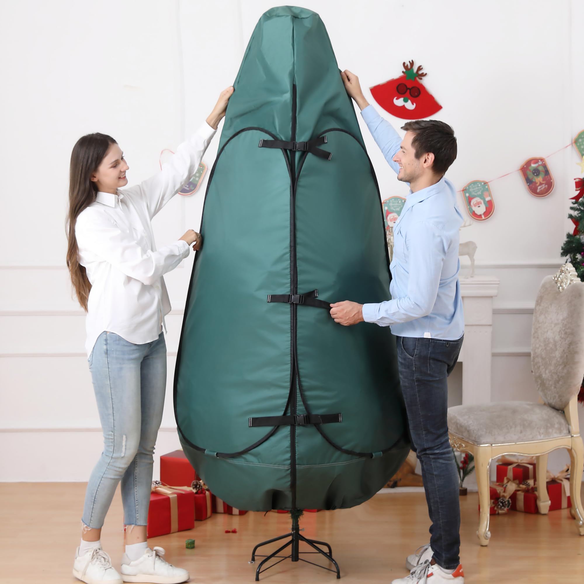 7 Ft Christmas Tree Storage Bag - Heavy Duty Upright Artificial Tree Cover for 6-7 Ft Trees | Perfect for Holiday Storage & Space Saving Organization (Fits 5 Ft, 6 Ft, 6.5 Ft & 7 Ft Trees) | Ideal for Attic, Garage & Seasonal Decoration Protection