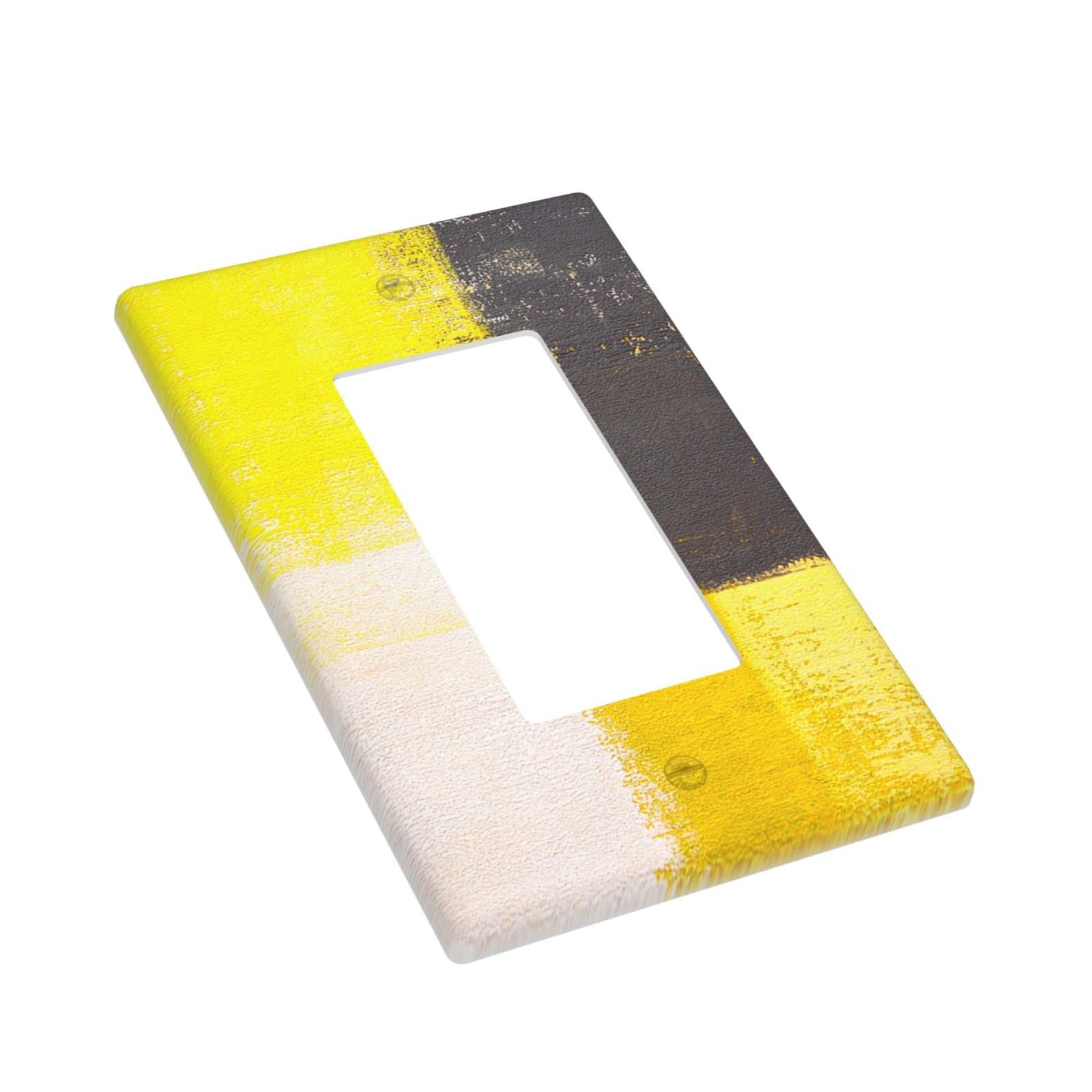 Abstract Yellow Single Rocker Light Switch Cover - Decorative 1 Gang Outlet Cover Wall Plate - Funny Light Switch Faceplate 4.5