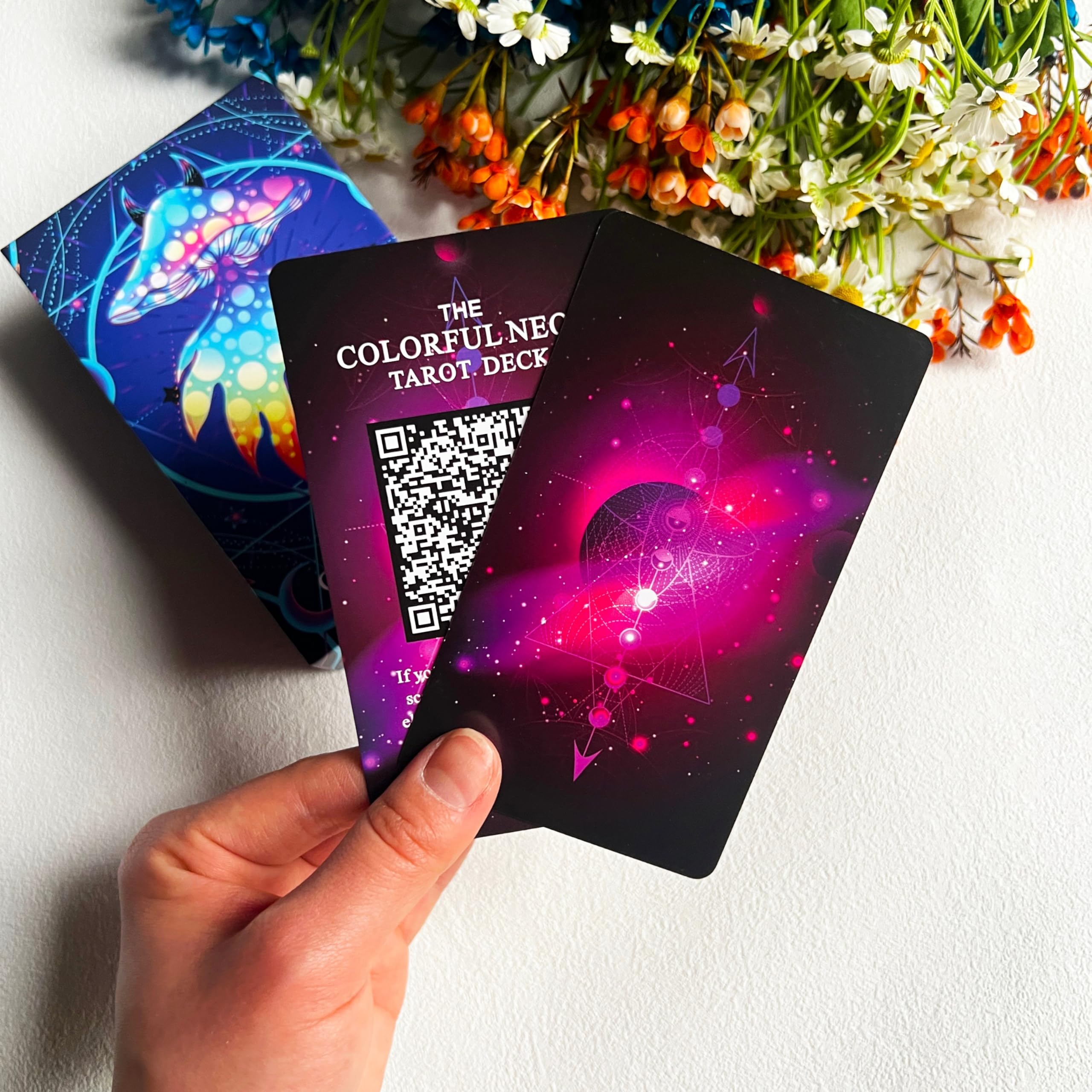 Vibrant Neon Tarot Cards Deck with Guidebook - 78-Card Beginner Tarot Set with Meanings | Perfect for Divination, Meditation & Spiritual Growth