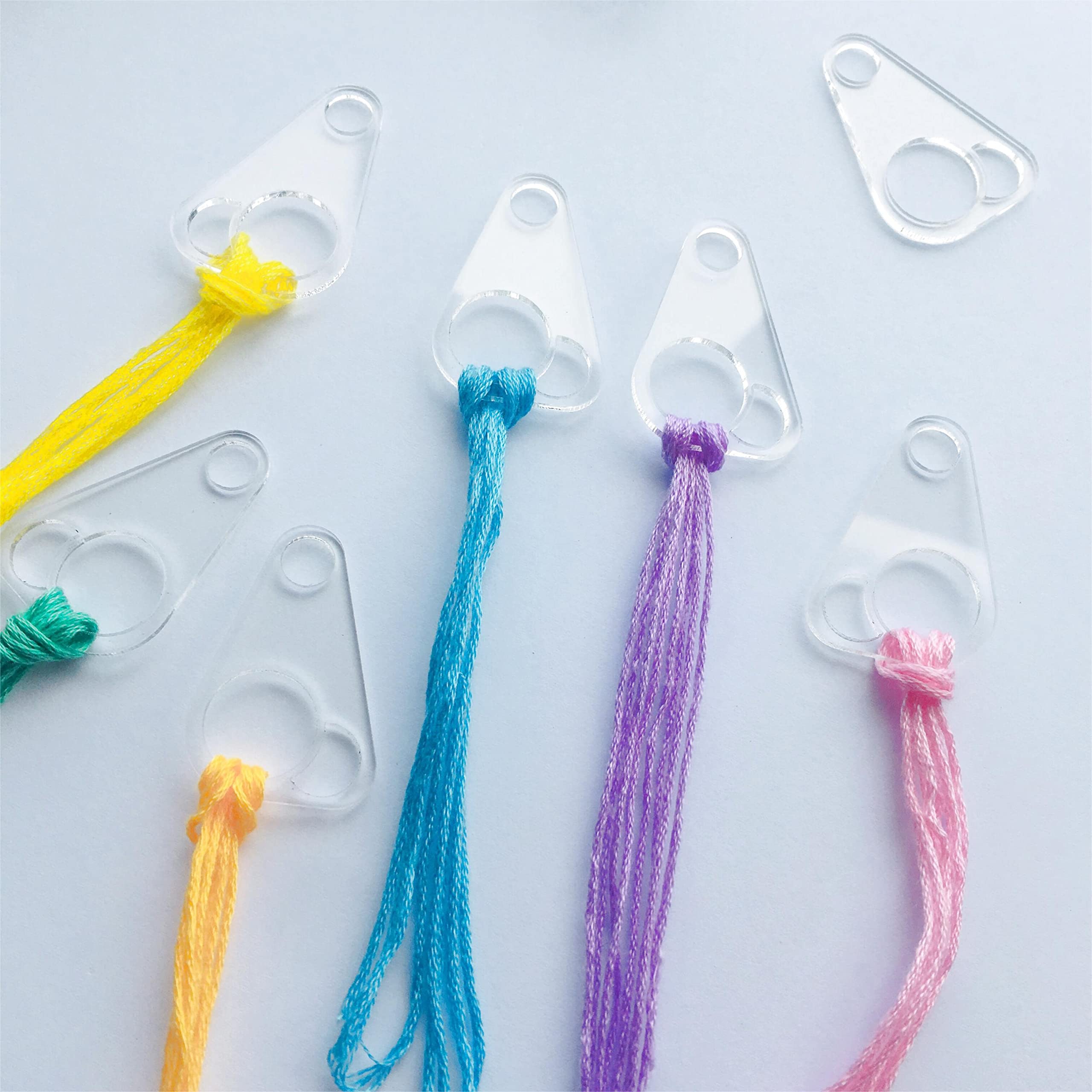 20-Piece Clear Acrylic Floss Drops for Embroidery Thread Organization - Durable Floss Chips for Crafting, Cross Stitch & DIY Projects - Perfect for Needlework Storage and Display