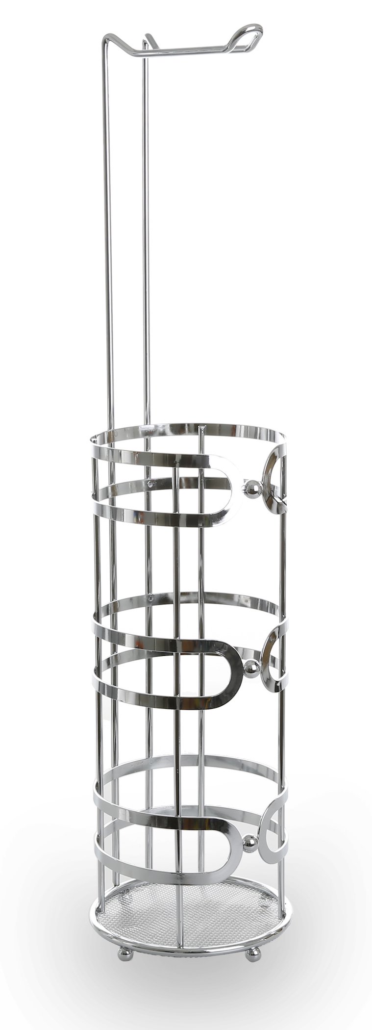 BINO 'The Luna' Chrome Free Standing Toilet Paper Holder - Modern Bathroom Tissue Dispenser for Home, Office & Guest Restroom