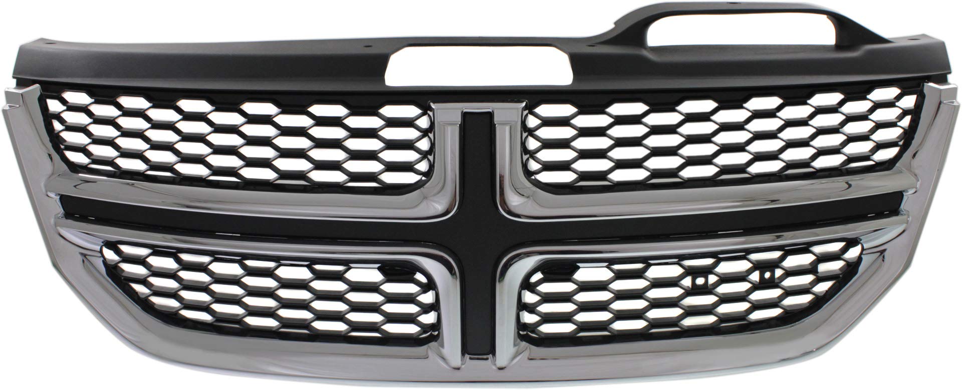 Textured Black Shell Grille with Chrome Molding for Dodge Journey 2011-2020 | Fog Light Delete | Replacement Grille for 2012-2019 Models | Upgrade Your Car's Front Styling