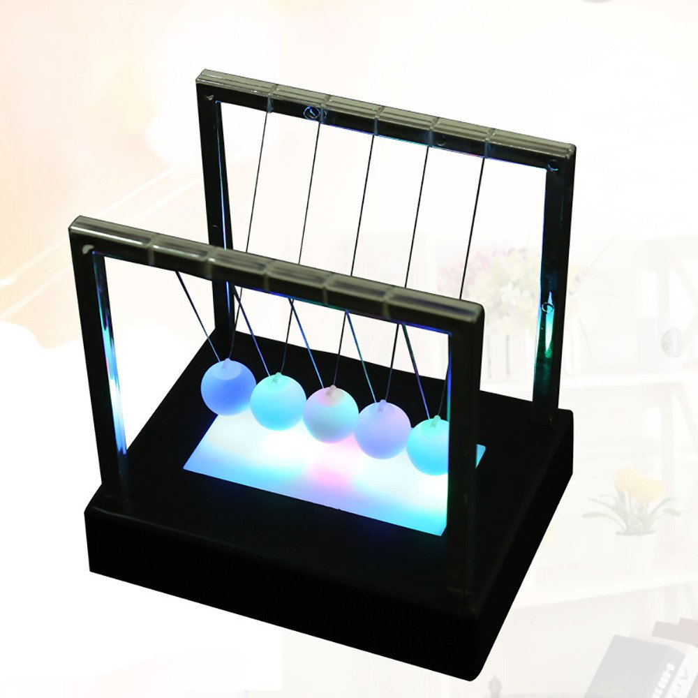 SKNG Luminous Newton Swing Ball Toy - LED Kinetic Energy Demonstrator, Physics Science Educational Toy for Kids & Students (Black) | Perfect for Classroom Experiments, STEM Learning & Fun Science Gifts