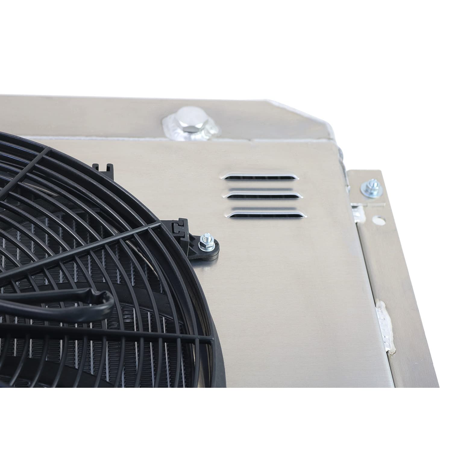 AlloyWorks 4-Row Core Aluminum Radiator with Shroud Fan & Relay Kit for 1971-1979 Dodge D100 D150 D200 D300 D400 5.2L 5.9L V8 - Heavy Duty Cooling Upgrade for Towing & Off-Road Performance