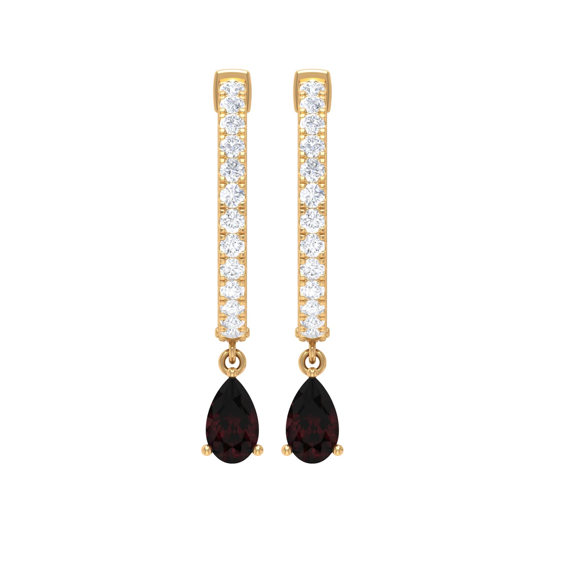 0.75 CT Garnet and Diamond Teardrop Earrings for Women - January Birthstone Jewelry - 14K Solid Gold Hoop Earrings - Elegant Drop Dangle Earrings for Parties, Weddings & Special Occasions